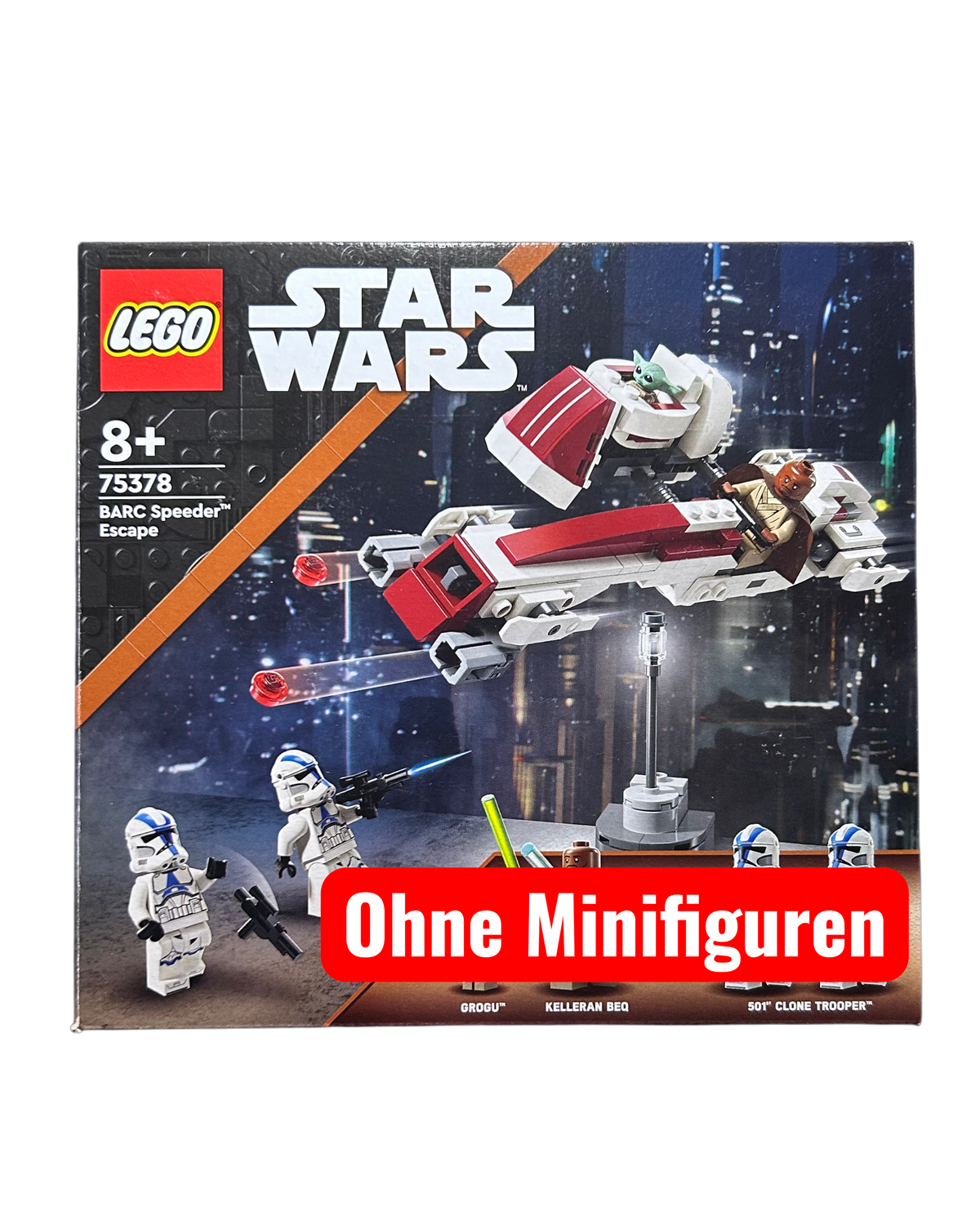 Flucht mit dem BARC Speeder 75378 LEGO Star Wars Set ohne Minifiguren Vorderansicht brick2d2
