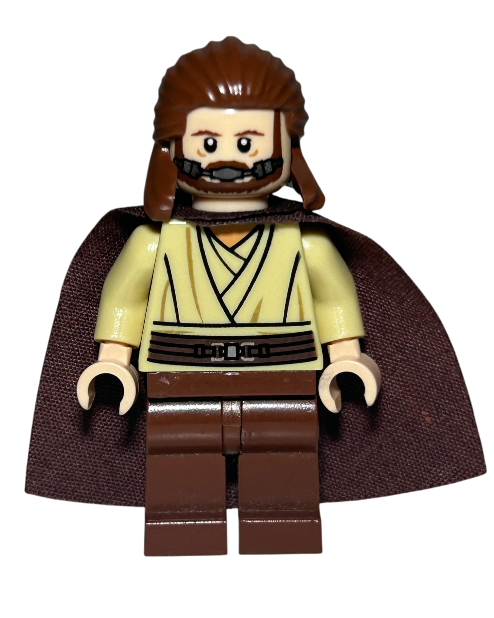 LEGO Star Wars Minifigur Qui-Gon Jinn SW0410 Vorderansicht – Brick2D2