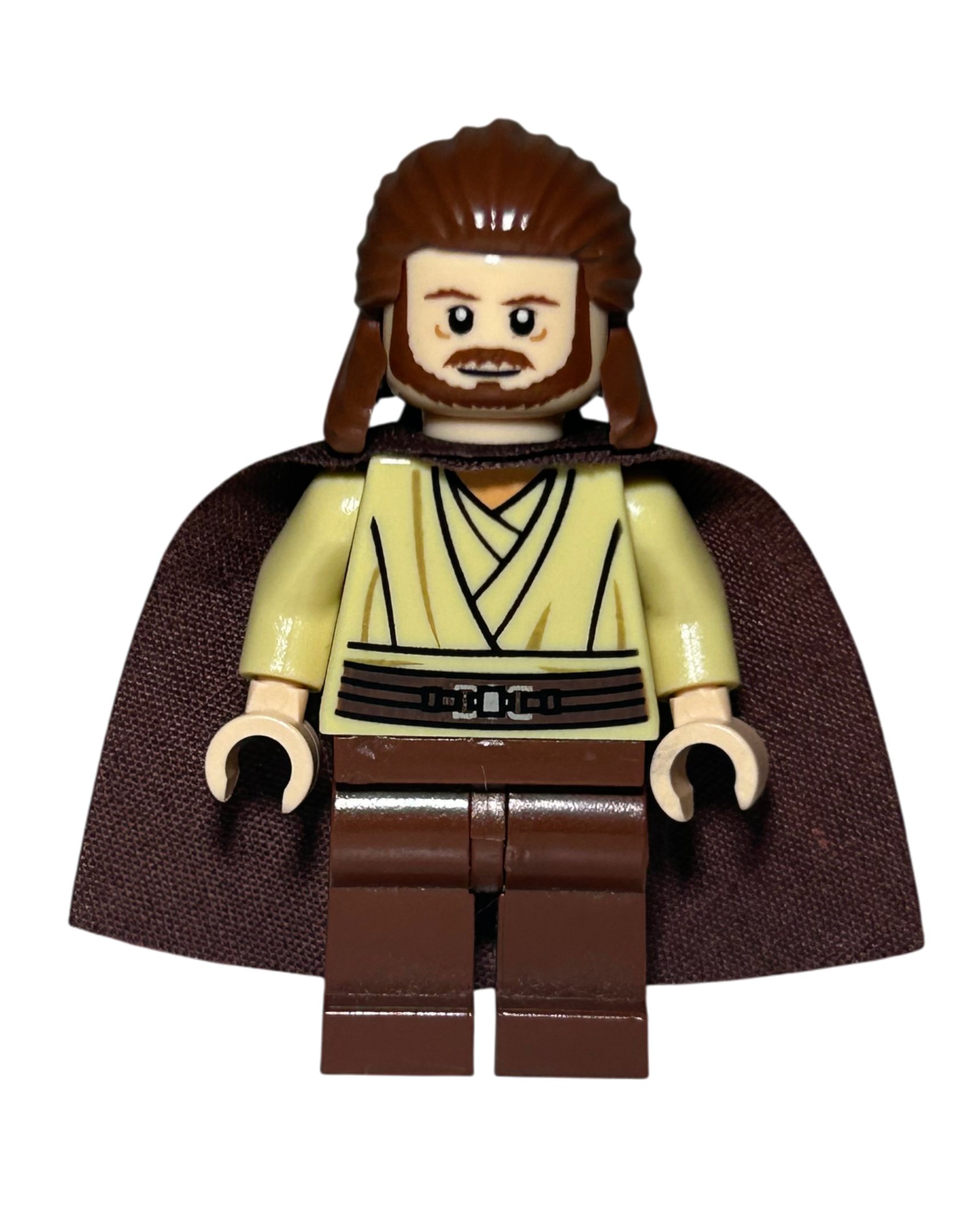 LEGO Star Wars Minifigur Qui-Gon Jinn SW0410 Vorderansicht – Brick2D2