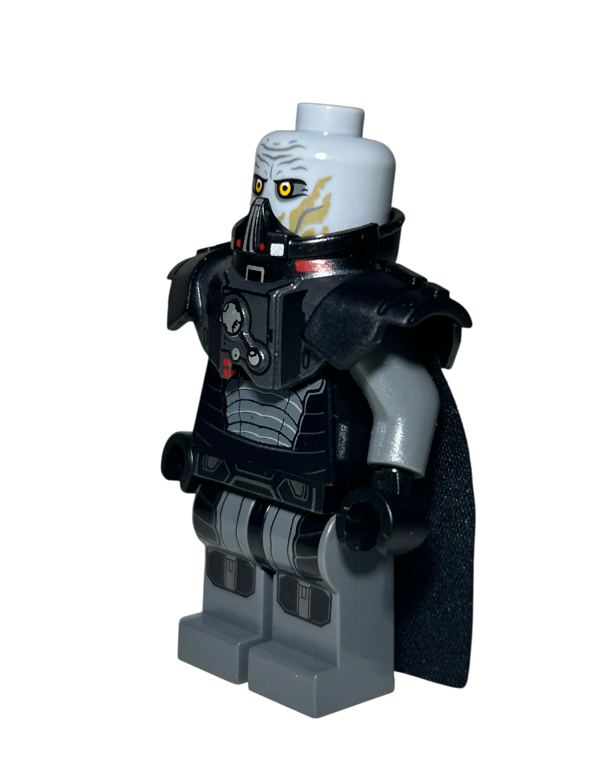 Darth Malgus SW0413 LEGO Star Wars Minifigur Seitenansicht rechts mit schwarzem Umhang Brick2D2