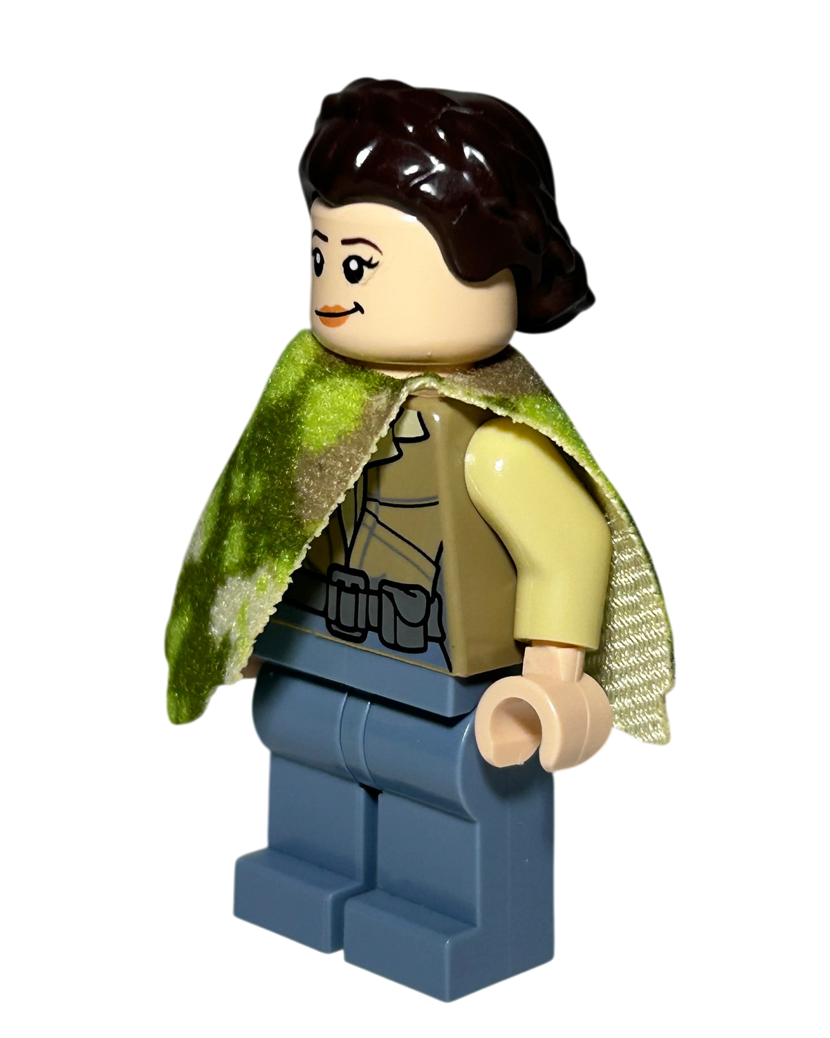 Prinzessin Leia Endor Outfit mit Camouflage Poncho SW0643 LEGO Star Wars Minifigur Seitenansicht rechts brick2d2