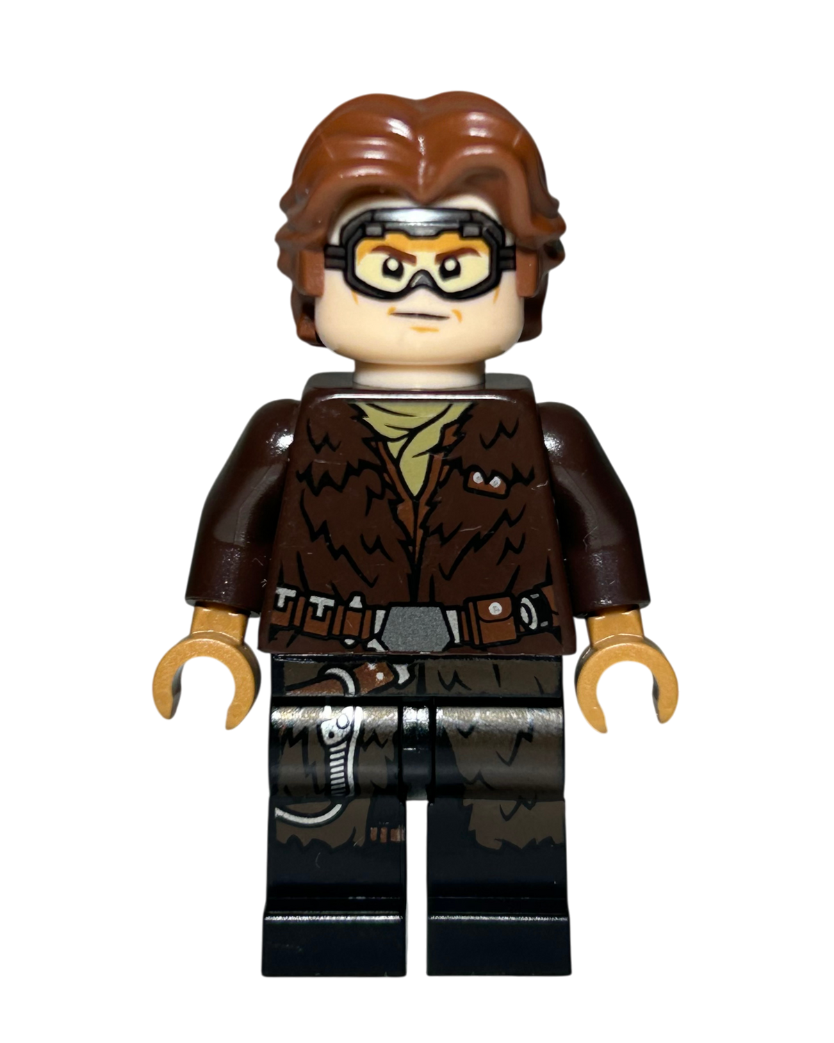Han Solo mit Brille und Pelzmantel SW0949 LEGO Star Wars Minifigur Vorderansicht brick2d2