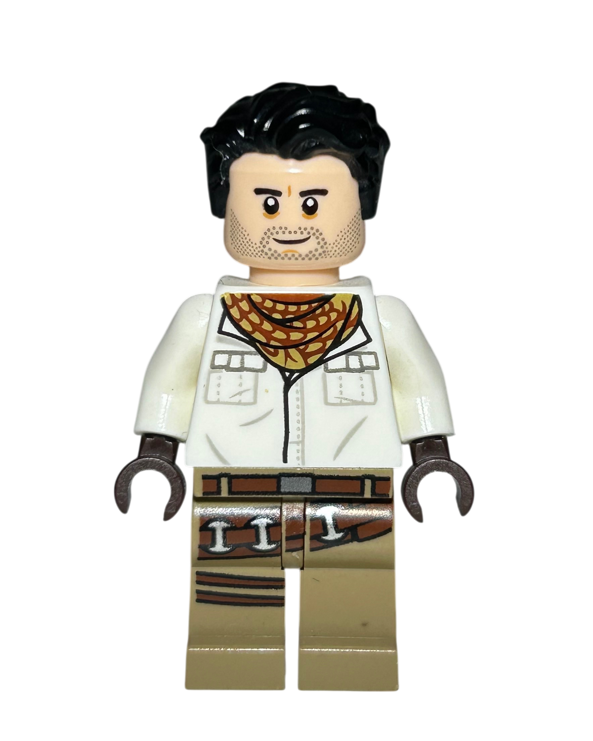 Poe Dameron SW1049 LEGO Star Wars Minifigur weißes Shirt Vorderansicht brick2d2