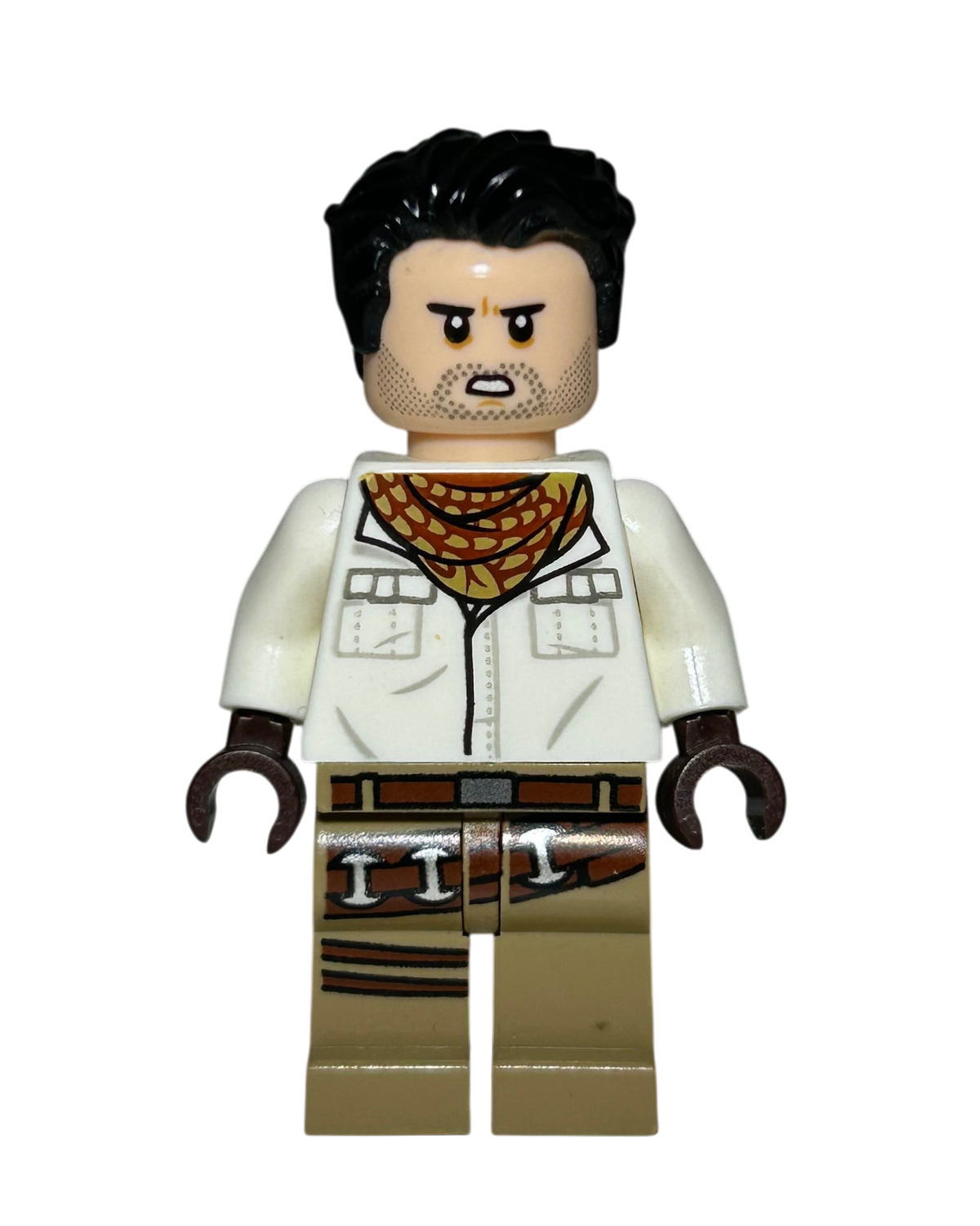 Poe Dameron SW1049 LEGO Star Wars Minifigur weißes Shirt Detailansicht brick2d2