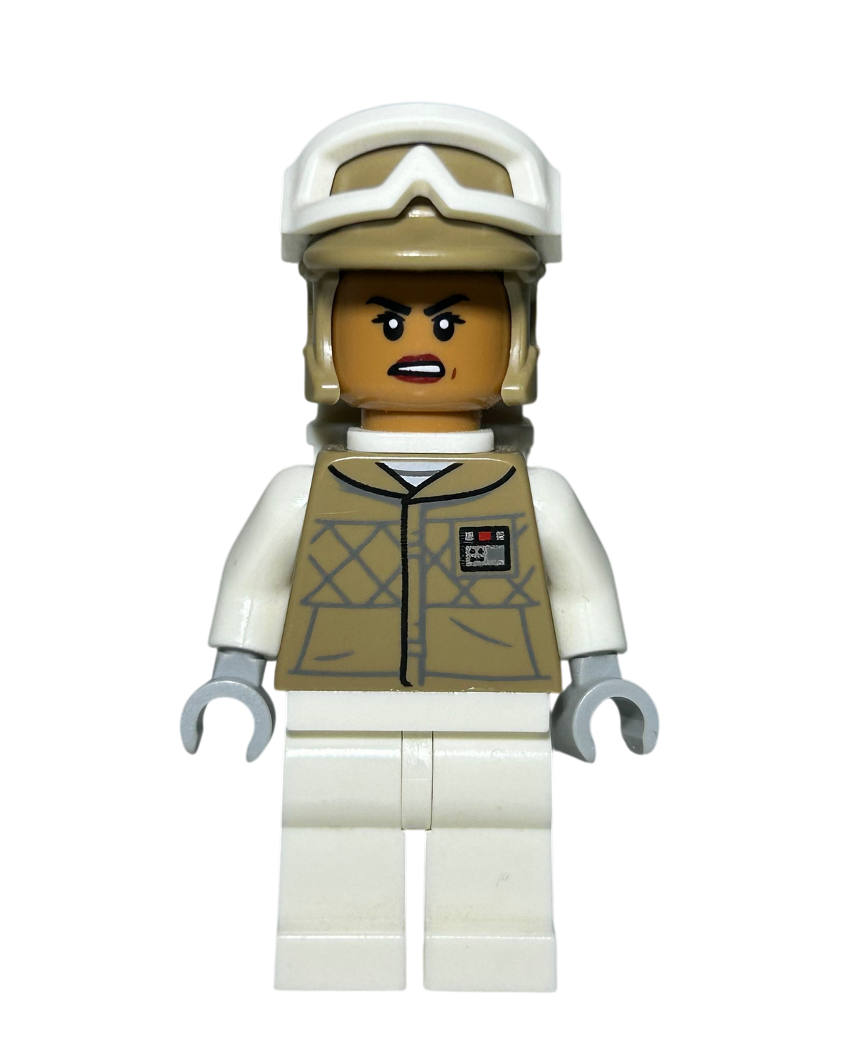 Hoth Rebel Trooper SW1185 LEGO Star Wars Minifigur Dark Tan Vorderansicht brick2d2
