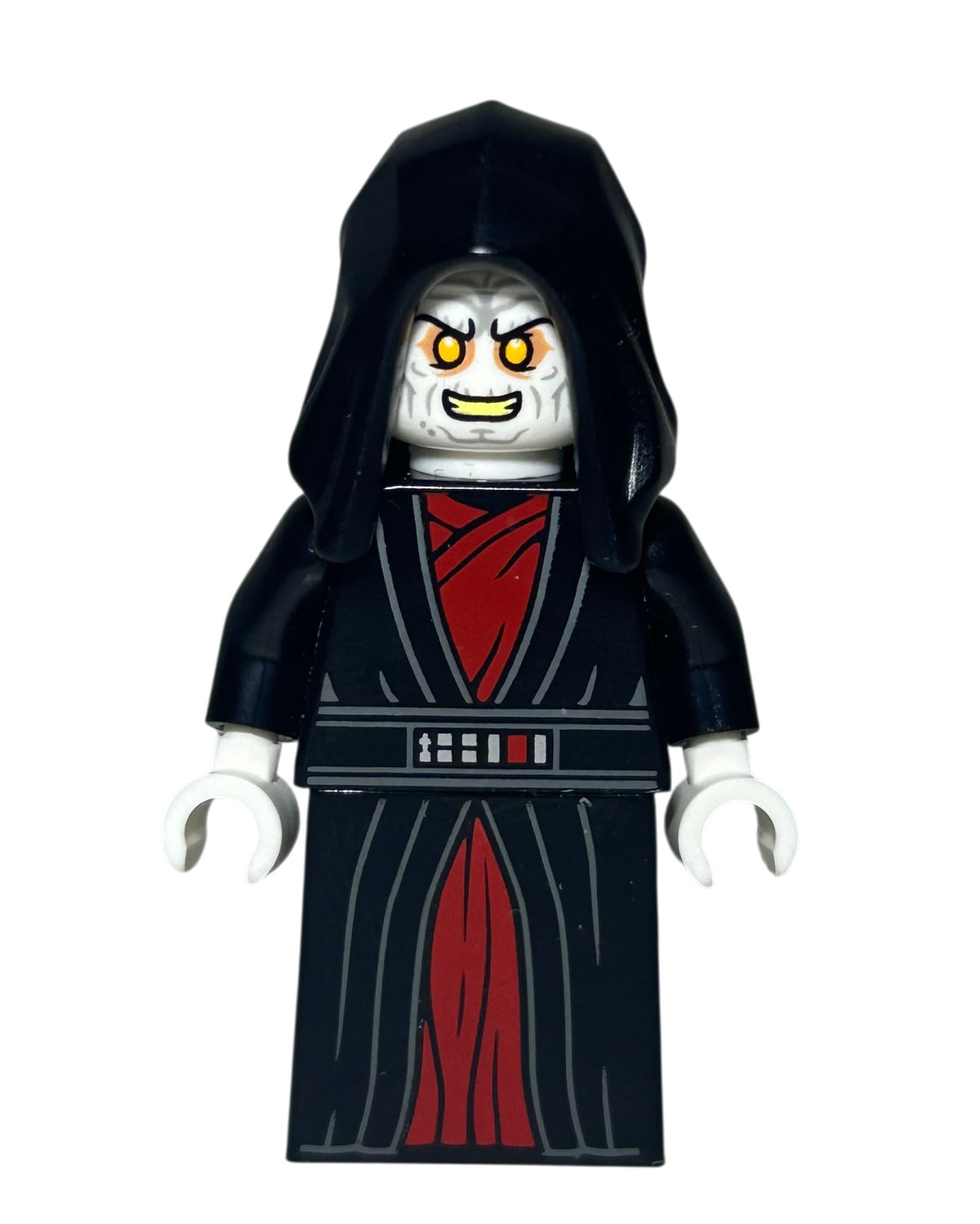Emperor Palpatine SW1405 LEGO Star Wars Minifigur schwarze rote Robe Vorderansicht brick2d2