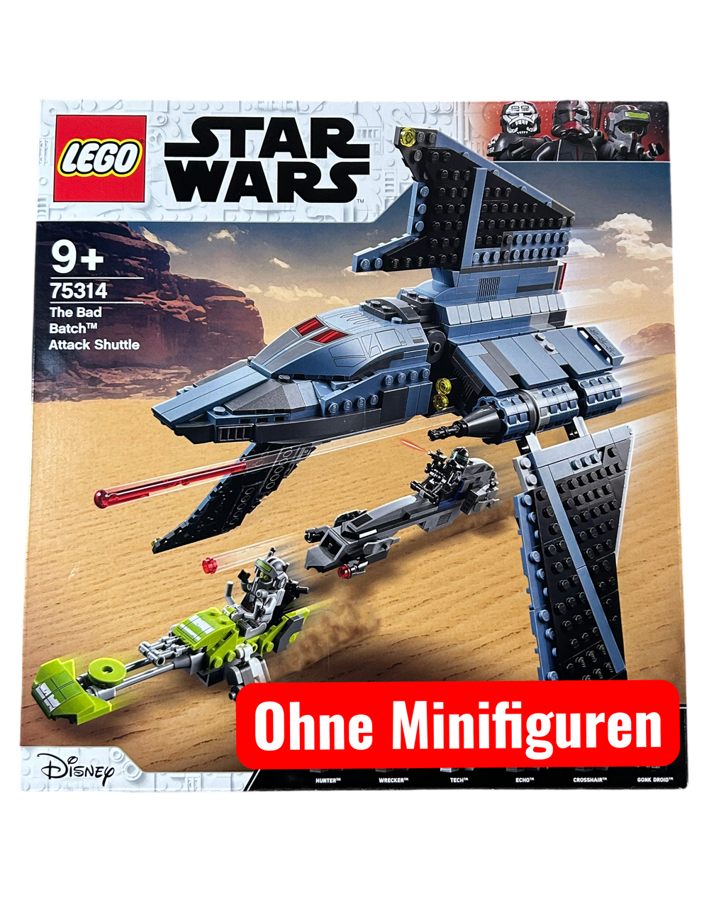 The Bad Batch Attack Shuttle 75314 LEGO Star Wars Set ohne Minifiguren Vorderansicht brick2d2