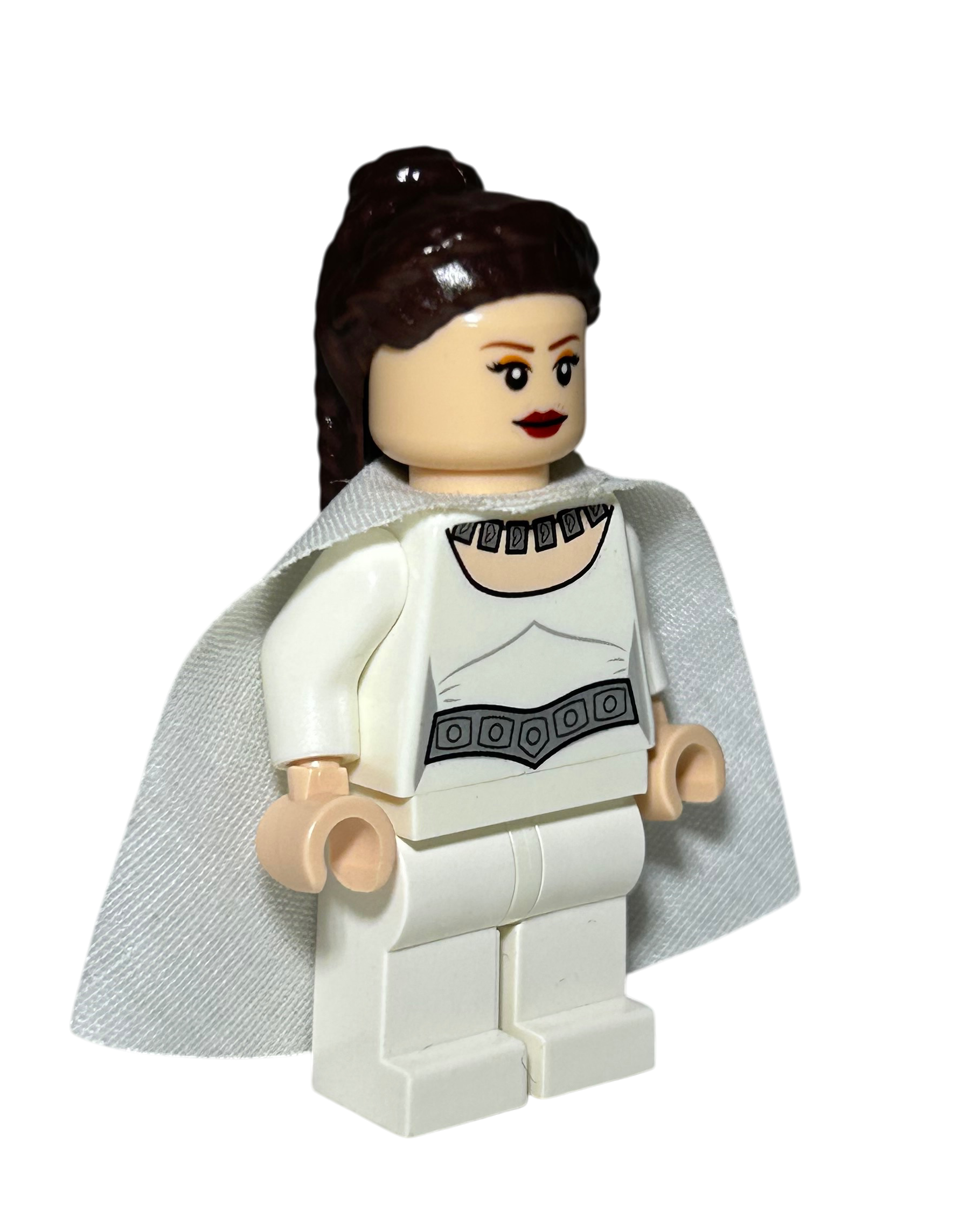 Prinzessin Leia SW0371 Celebration Outfit LEGO Star Wars Minifigur Seitenansicht links brick2d2