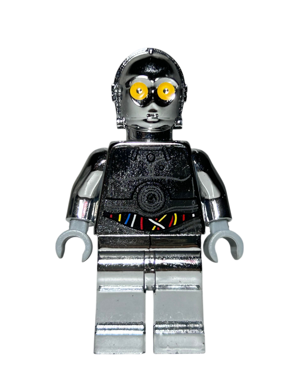 TC-14 SW0385 LEGO Star Wars Minifigur Chrome Silber Vorderansicht brick2d2