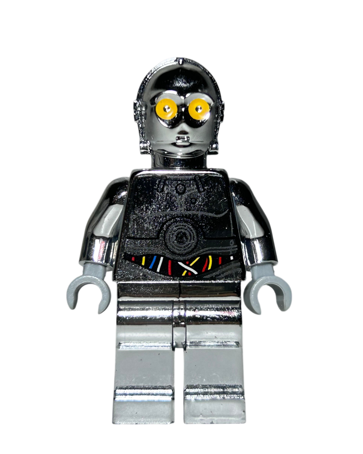 TC-14 SW0385 LEGO Star Wars Minifigur Chrome Silber Vorderansicht brick2d2