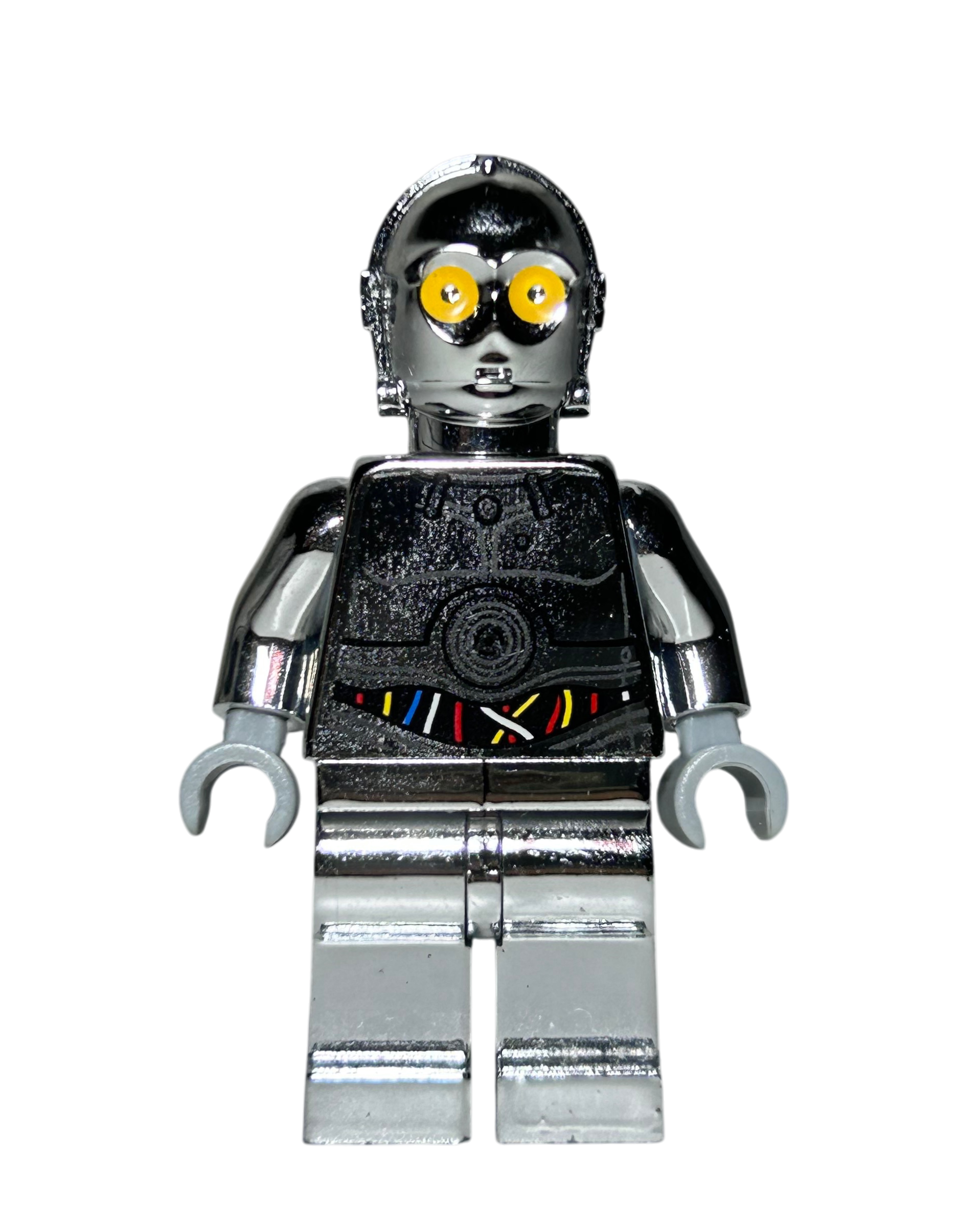 TC-14 SW0385 LEGO Star Wars Minifigur Chrome Silber Vorderansicht brick2d2