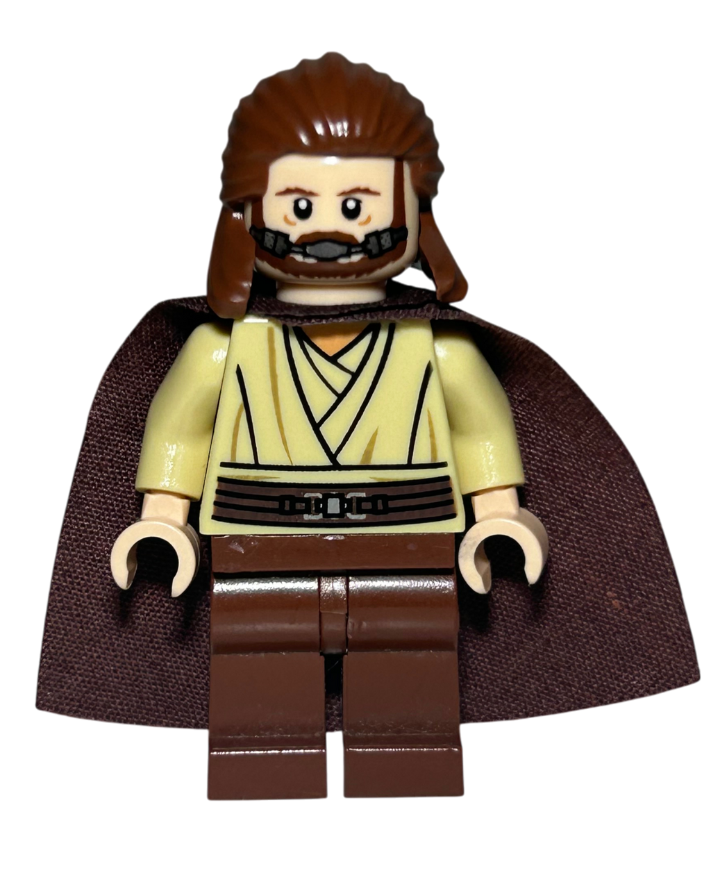 LEGO Star Wars Minifigur Qui-Gon Jinn SW0410 Vorderansicht – Brick2D2
