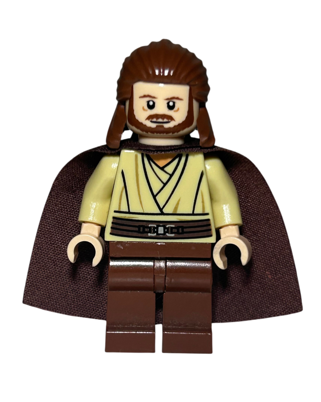 LEGO Star Wars Minifigur Qui-Gon Jinn SW0410 Vorderansicht – Brick2D2