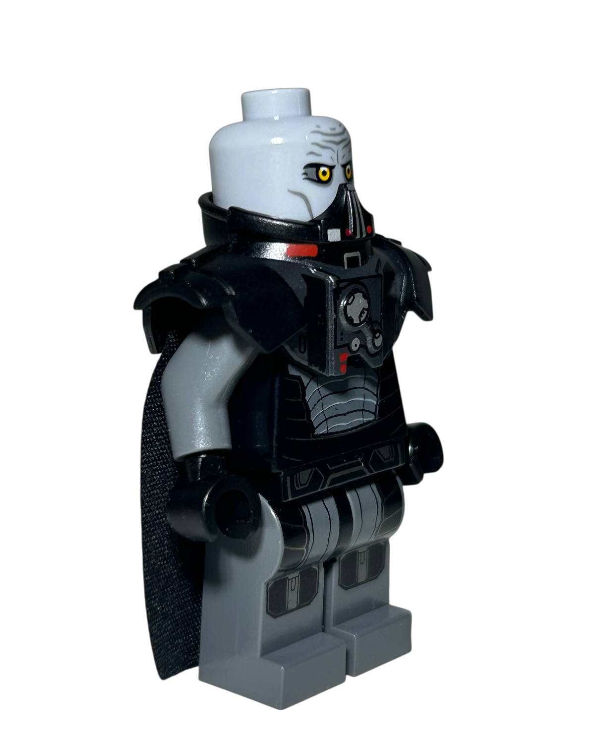 Darth Malgus SW0413 LEGO Star Wars Minifigur Seitenansicht links mit schwarzem Umhang Brick2D2
