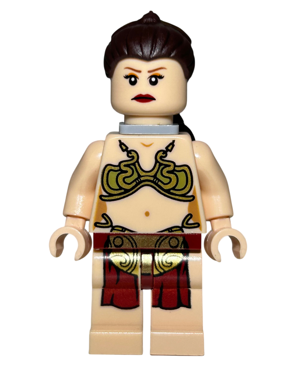 Lego Star Wars Minifigur Prinzessin Leia Jabba Slave Outfit SW0485 Vorderansicht brick2d2