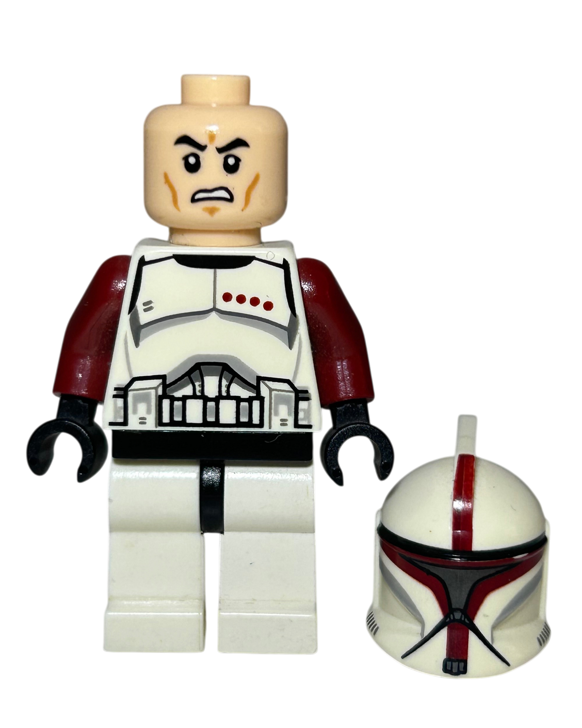 Clone Trooper Captain Phase 1 Rot SW0492 LEGO Star Wars Minifigur Detailansicht brick2d2