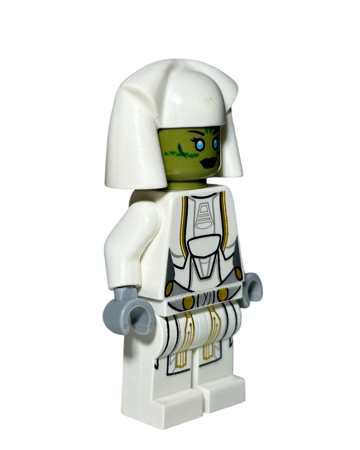 Jedi Consular LEGO Star Wars Minifigur SW0501 weiße Kopfbedeckung Seitenansicht links brick2d2