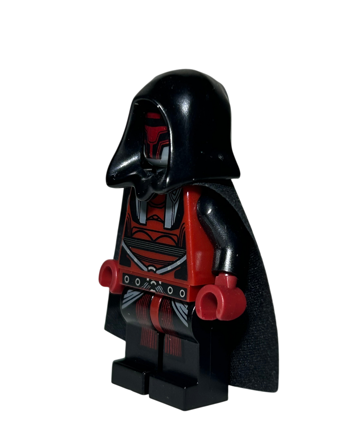 Darth Revan LEGO Star Wars Minifigur SW0547 mit schwarzem Stoffcape Seitenansicht links brick2d2