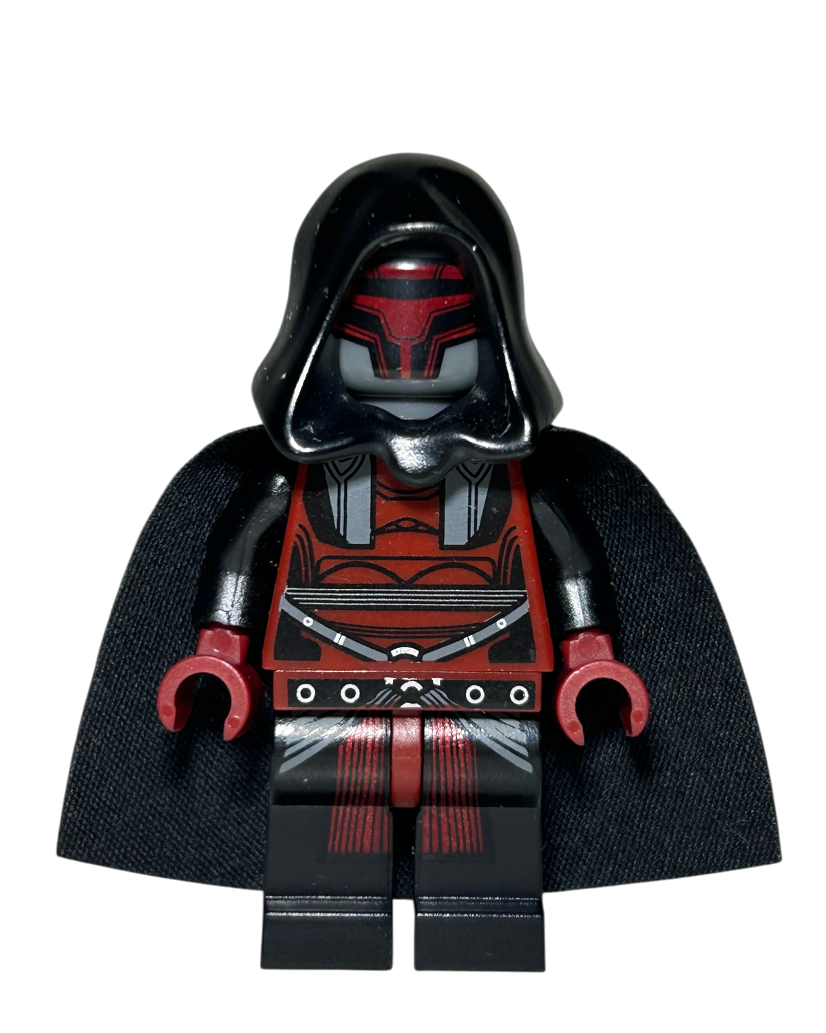 Darth Revan LEGO Star Wars Minifigur SW0547 mit Maske und schwarzer Kapuze Vorderansicht brick2d2
