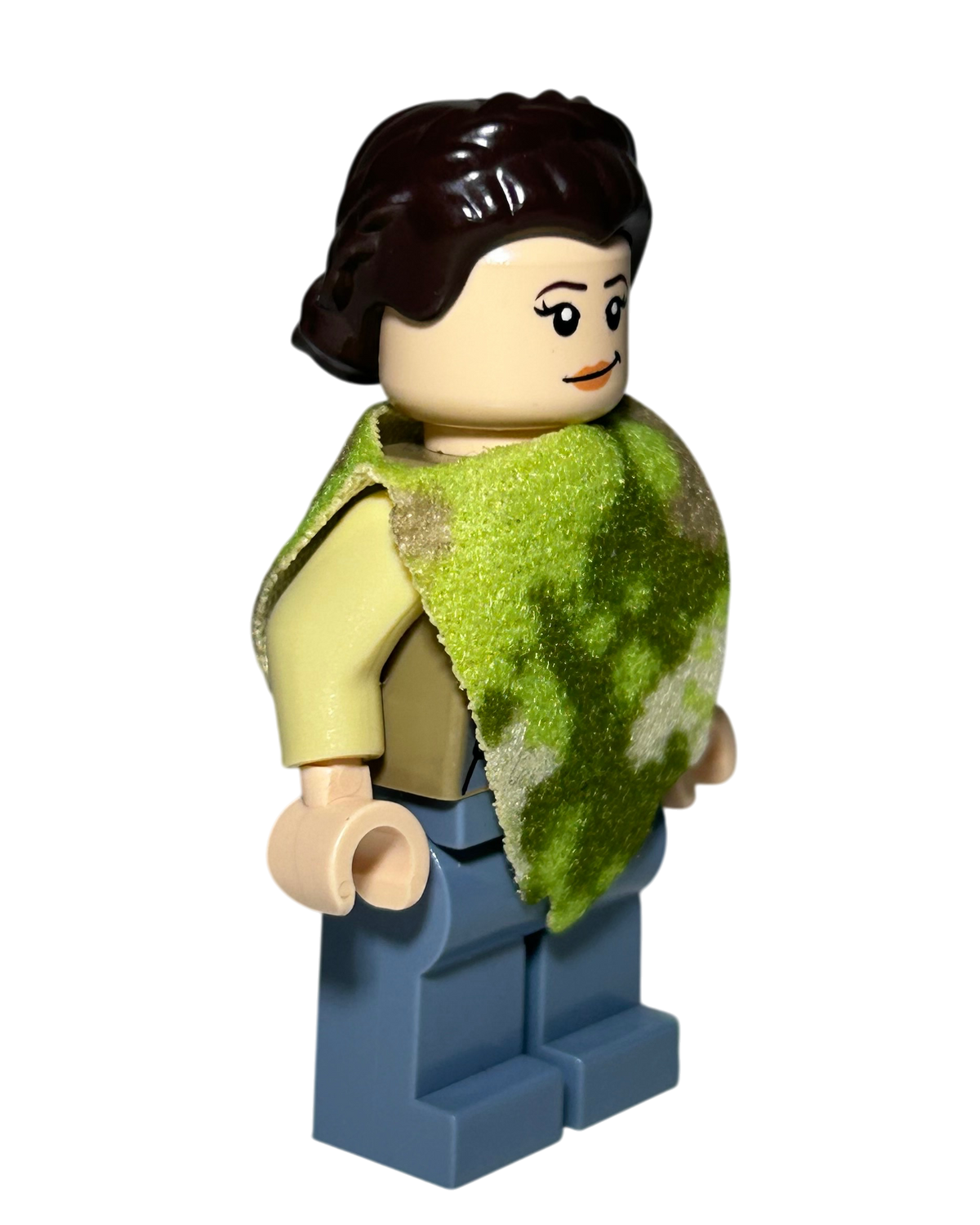 Prinzessin Leia Endor Outfit mit Camouflage Poncho SW0643 LEGO Star Wars Minifigur Seitenansicht links brick2d2
