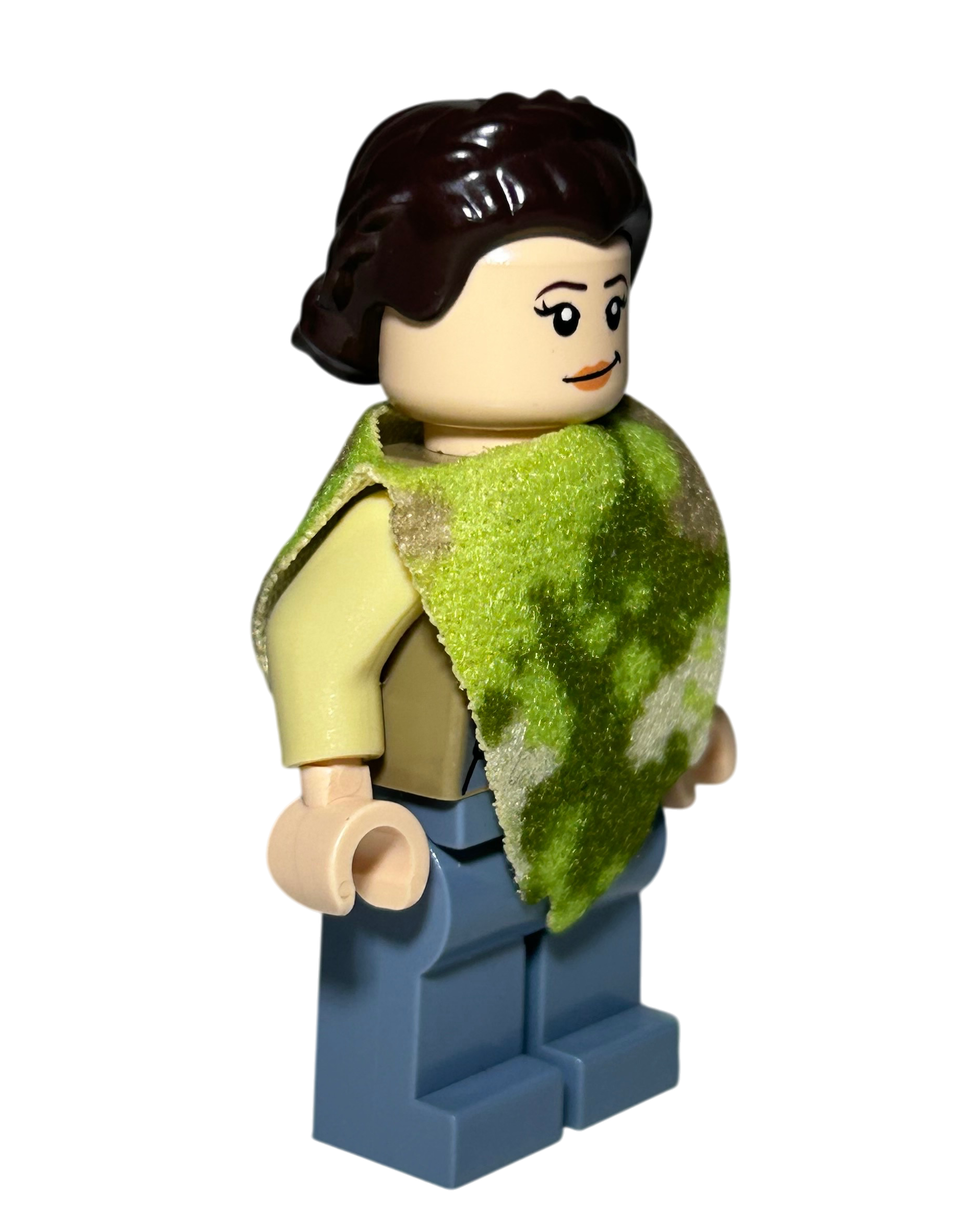 Prinzessin Leia Endor Outfit mit Camouflage Poncho SW0643 LEGO Star Wars Minifigur Seitenansicht links brick2d2