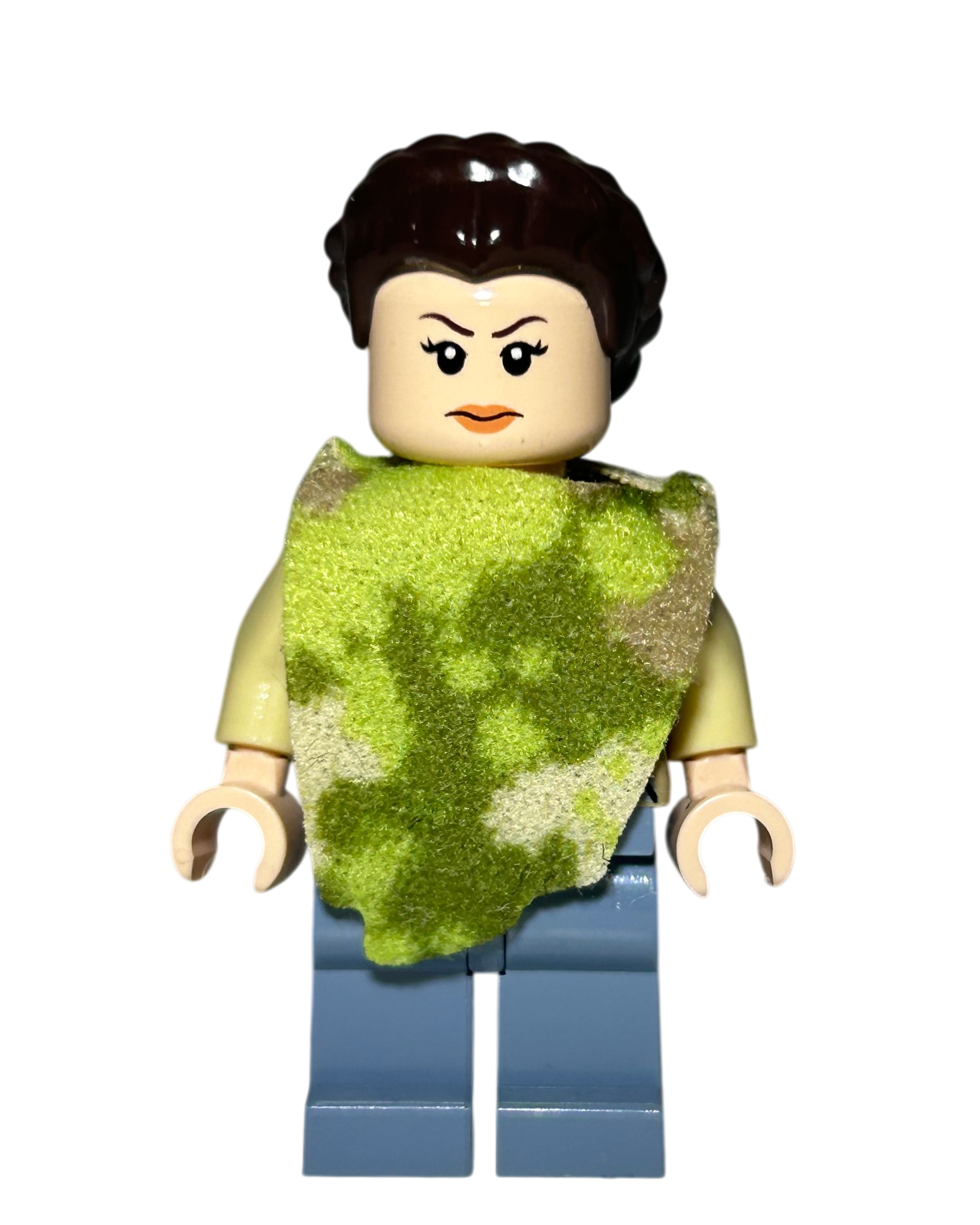 Prinzessin Leia Endor Outfit mit Camouflage Poncho SW0643 LEGO Star Wars Minifigur Vorderansicht brick2d2
