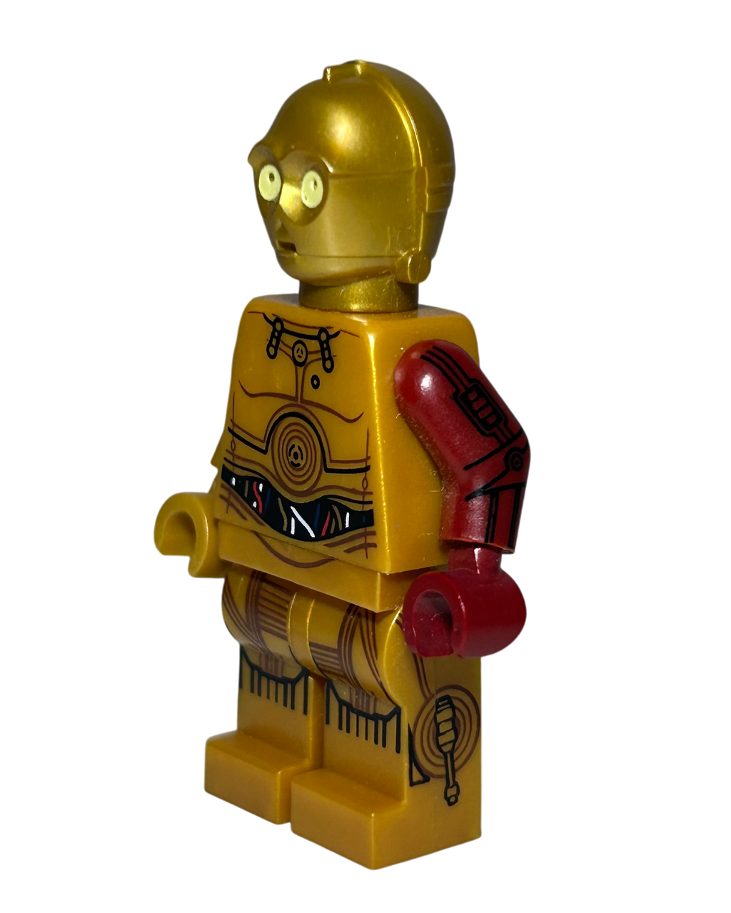 C-3PO Roter Arm SW0653 LEGO Star Wars Minifigur Seitenansicht rechts brick2d2