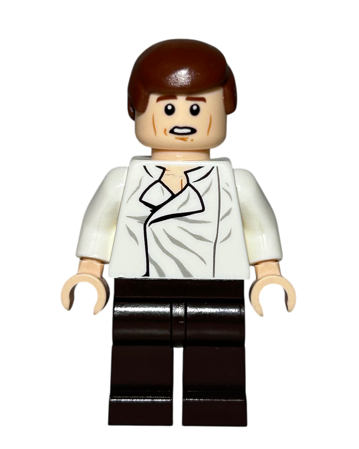 Han Solo SW0714 LEGO Star Wars Minifigur mit Karbonit Gesicht Detailansicht brick2d2