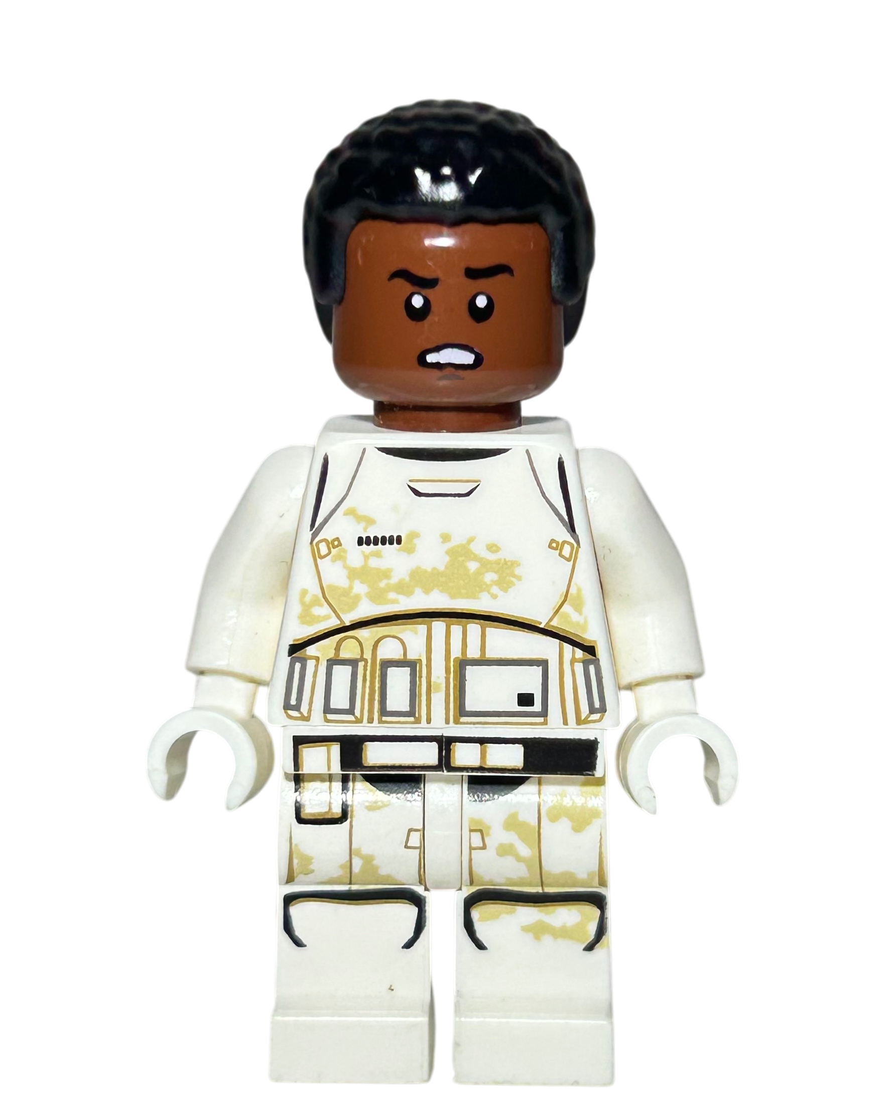 Finn First Order Stormtrooper Outfit mit Sand SW0716 LEGO Star Wars Minifigur Vorderansicht brick2d2