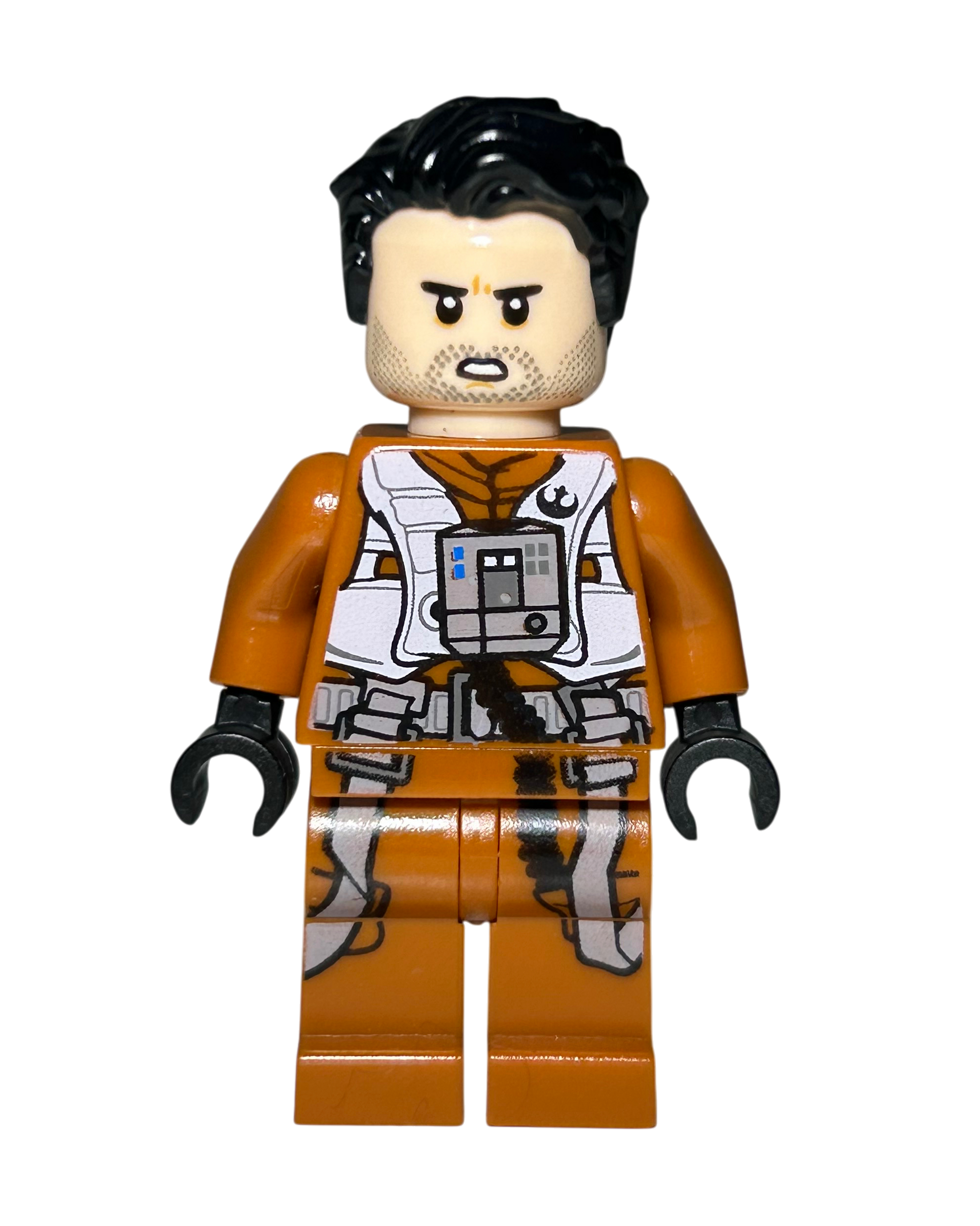 Lego Star Wars Poe Dameron mit Haaren SW0931 Vorderansicht brick2d2