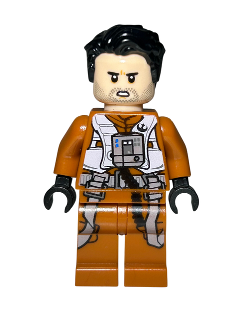 Lego Star Wars Poe Dameron mit Haaren SW0931 Vorderansicht brick2d2
