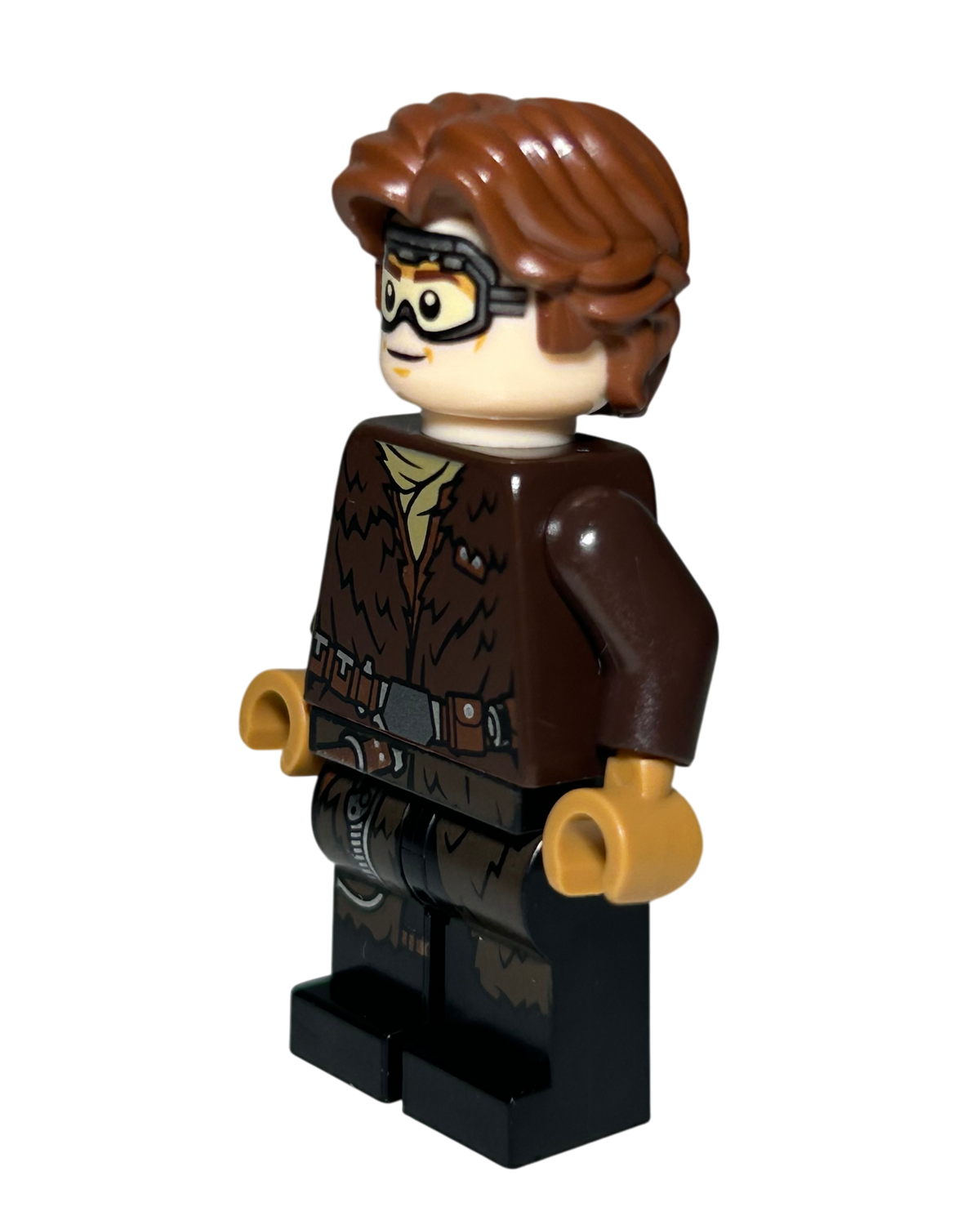 Han Solo mit Brille und Pelzmantel SW0949 LEGO Star Wars Minifigur Seitenansicht rechts brick2d2