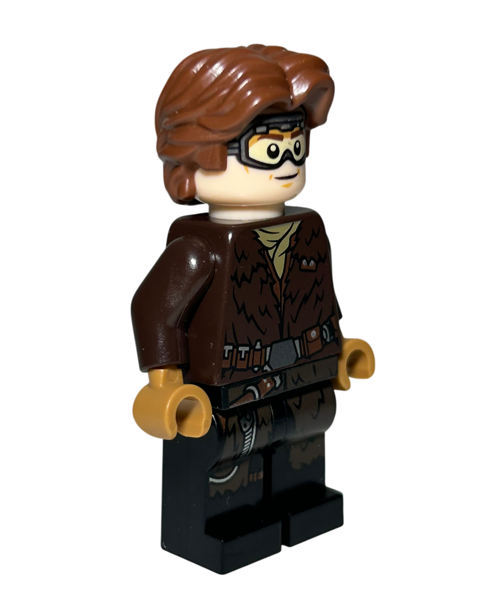 Han Solo mit Brille und Pelzmantel SW0949 LEGO Star Wars Minifigur Seitenansicht links brick2d2