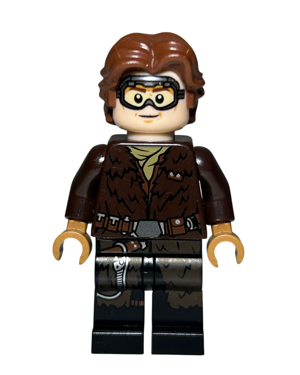 Han Solo mit Brille und Pelzmantel SW0949 LEGO Star Wars Minifigur Detailansicht brick2d2