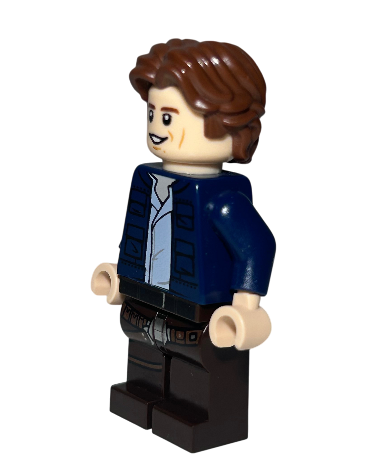 Han Solo SW1021 LEGO Star Wars Minifigur blaue Jacke braune Hose Seitenansicht rechts brick2d2
