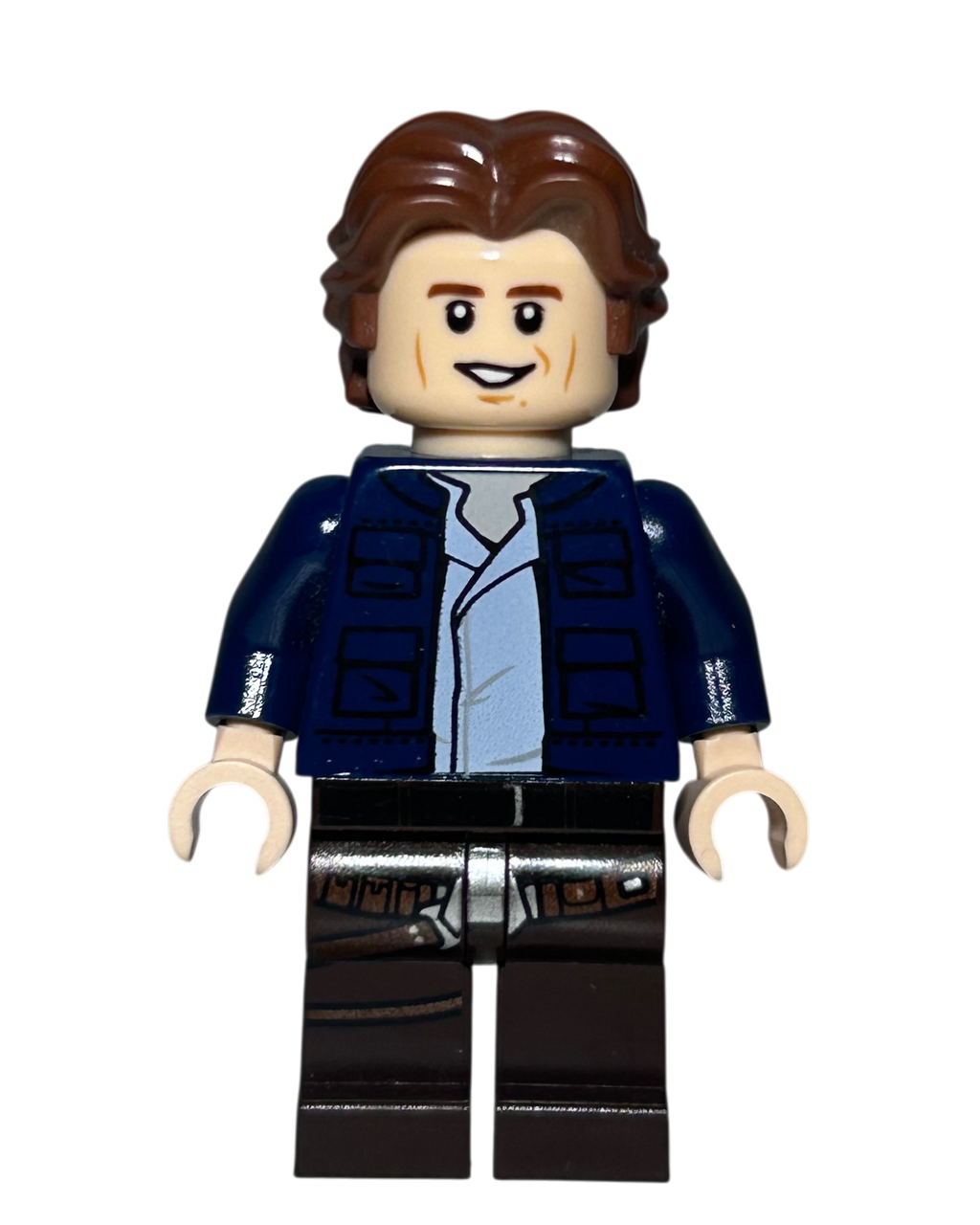 Han Solo SW1021 LEGO Star Wars Minifigur blaue Jacke braune Hose Detailansicht brick2d2