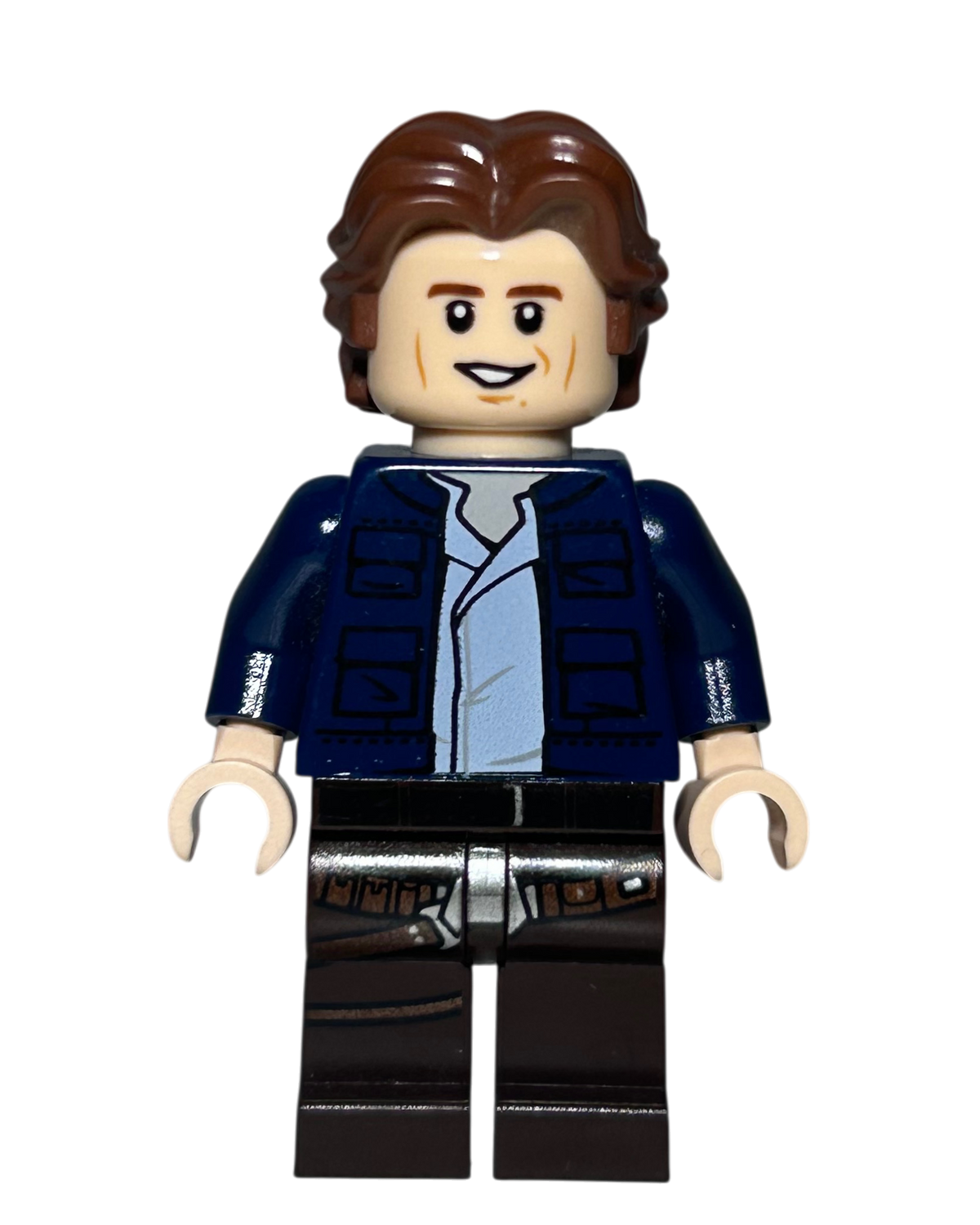 Han Solo SW1021 LEGO Star Wars Minifigur blaue Jacke braune Hose Detailansicht brick2d2