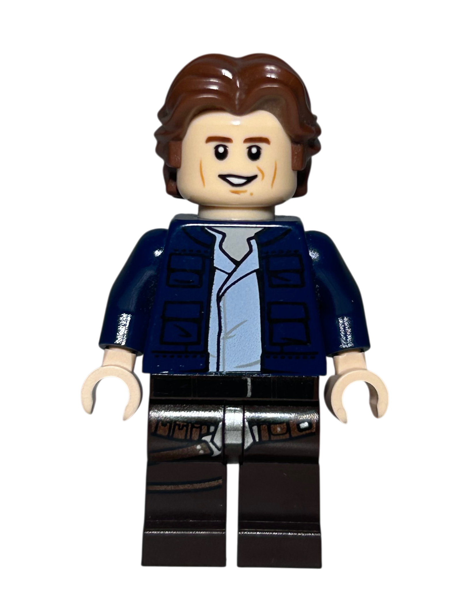 Han Solo SW1021 LEGO Star Wars Minifigur blaue Jacke braune Hose Detailansicht brick2d2