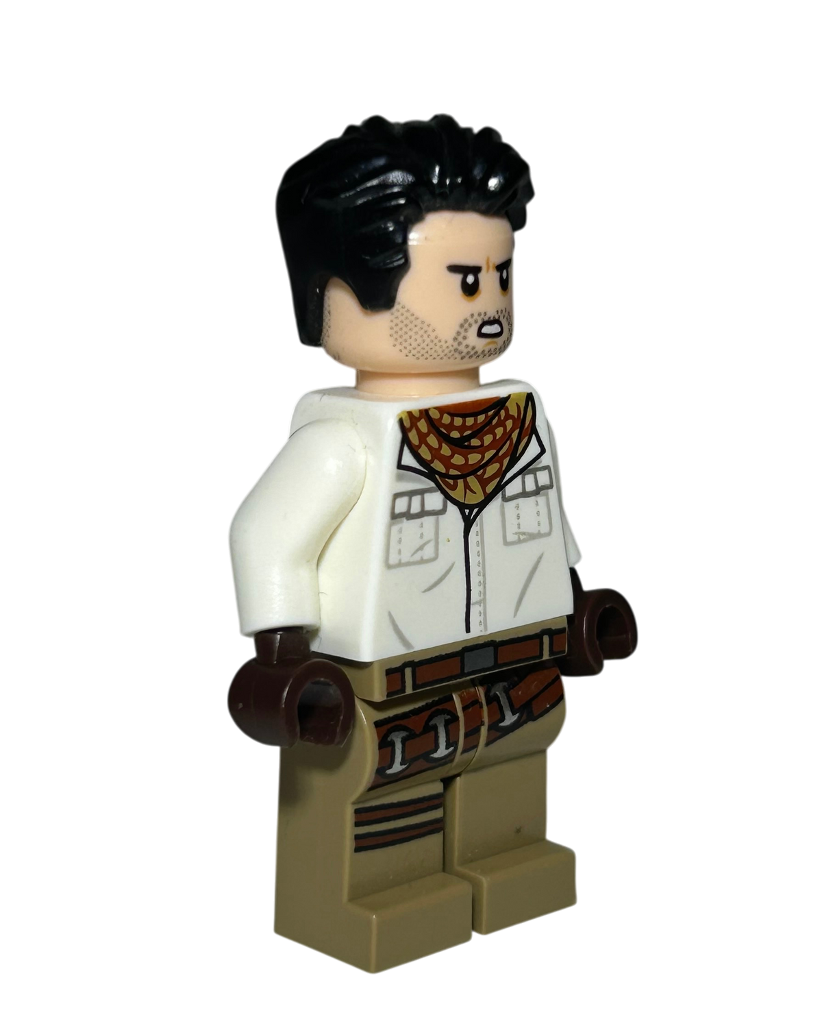 Poe Dameron SW1049 LEGO Star Wars Minifigur weißes Shirt Seitenansicht links brick2d2