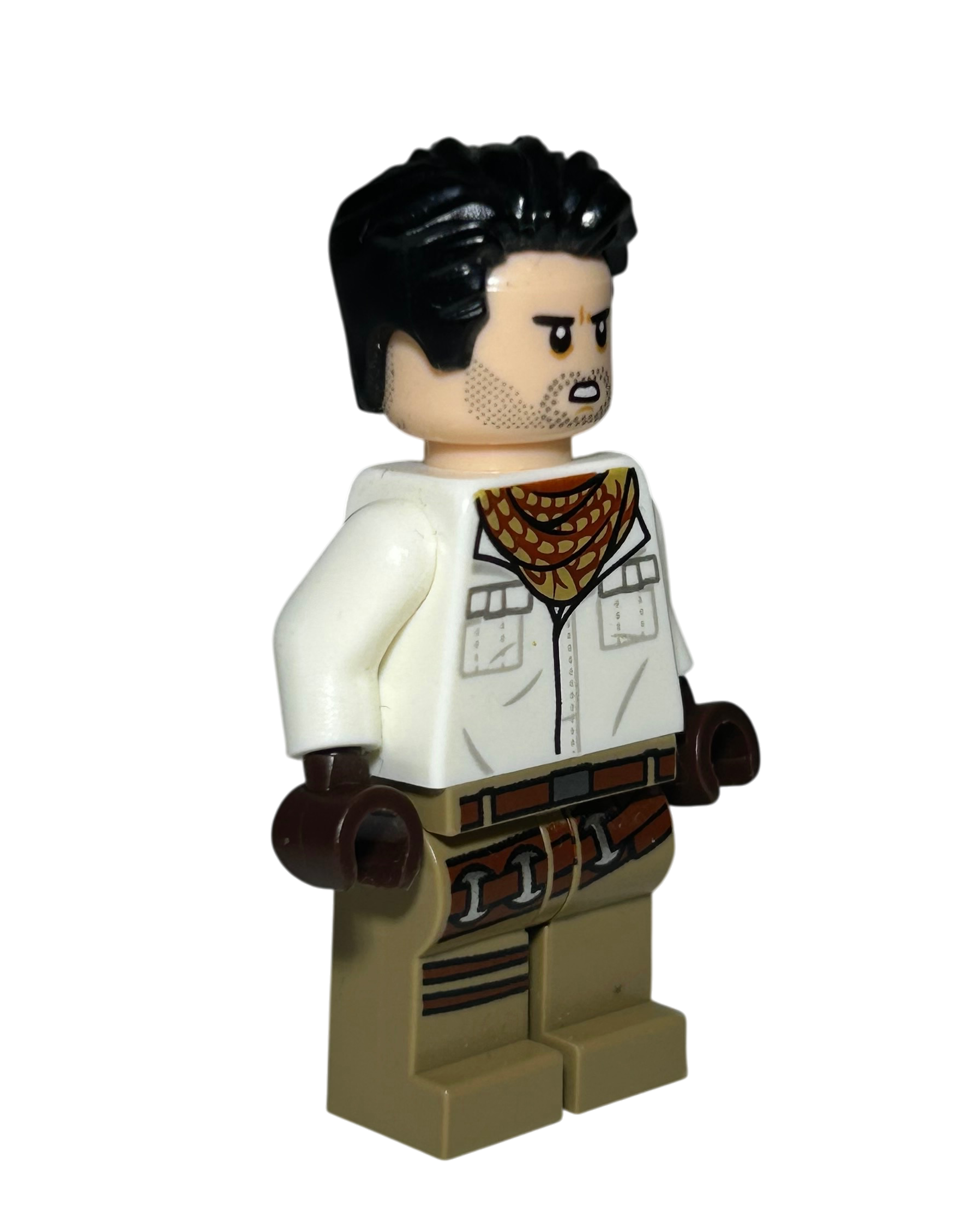 Poe Dameron SW1049 LEGO Star Wars Minifigur weißes Shirt Seitenansicht links brick2d2