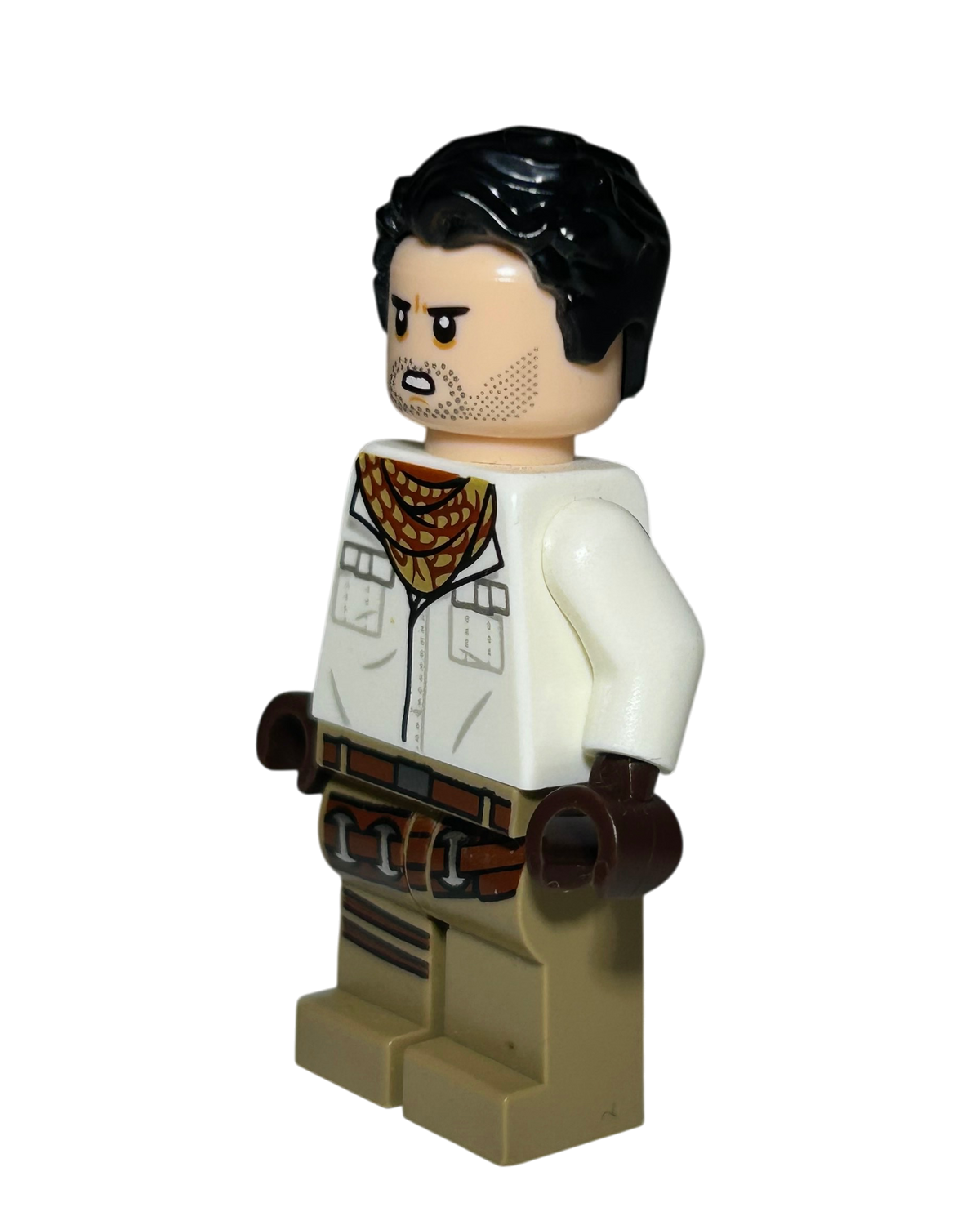 Poe Dameron SW1049 LEGO Star Wars Minifigur weißes Shirt Seitenansicht rechts brick2d2