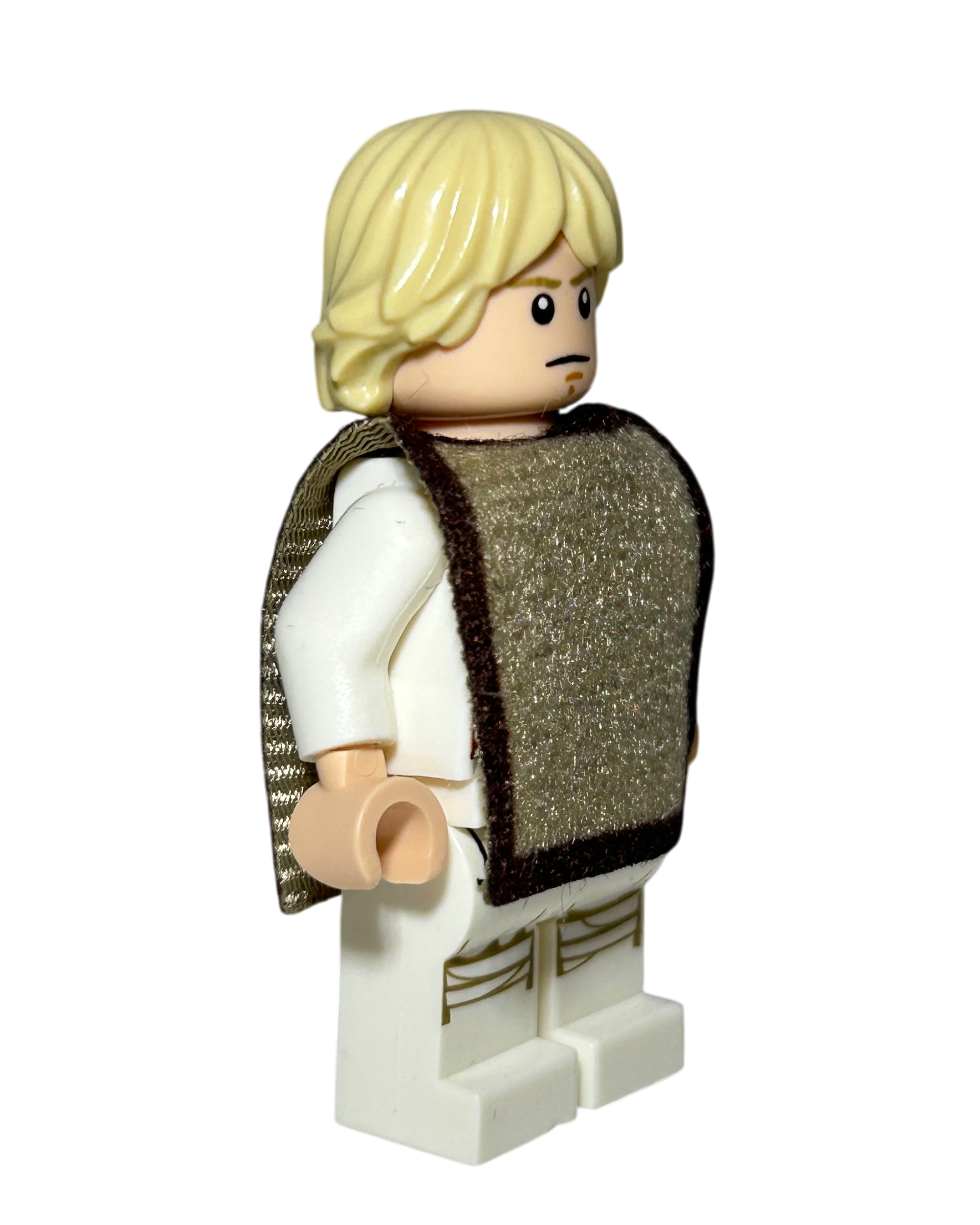 Luke Skywalker SW1086 LEGO Star Wars Minifigur mit Stoff Poncho Seitenansicht links brick2d2