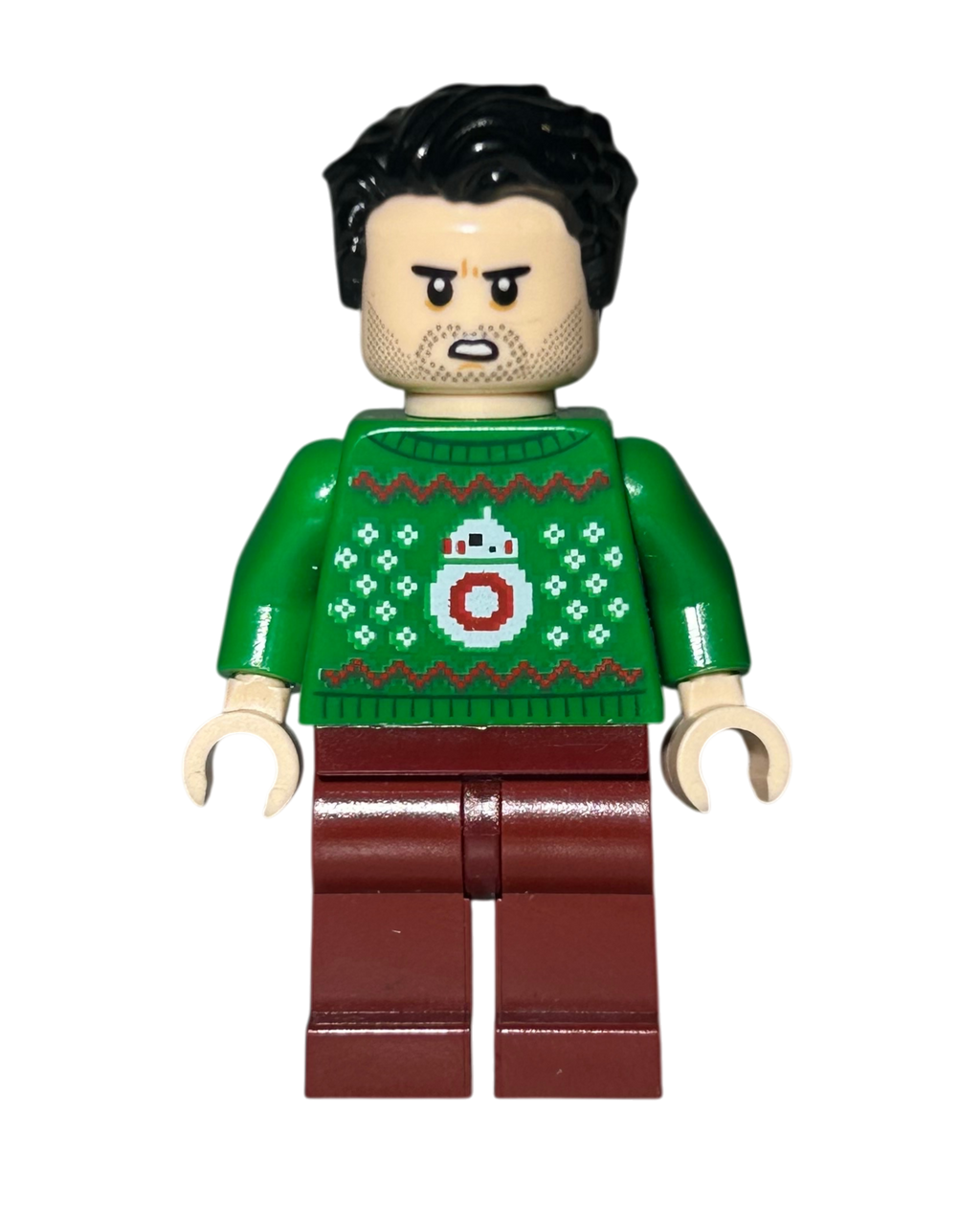 LEGO Star Wars Minifigur Poe Dameron Holiday Sweater SW1117 Vorderansicht – Brick2D2