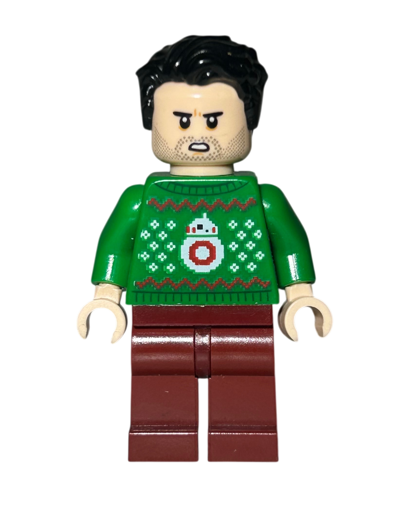 LEGO Star Wars Minifigur Poe Dameron Holiday Sweater SW1117 Vorderansicht – Brick2D2