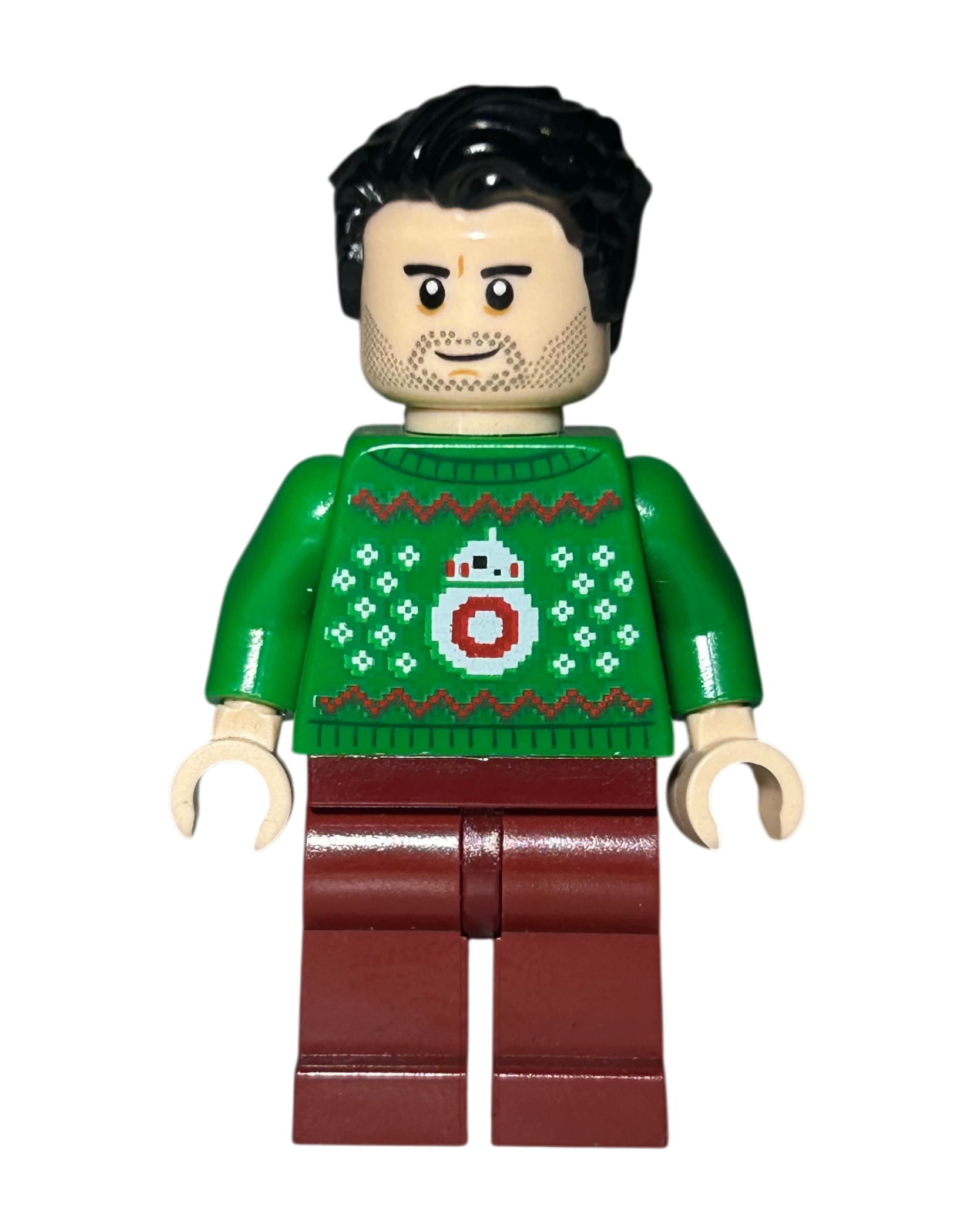 LEGO Star Wars Minifigur Poe Dameron Holiday Sweater SW1117 Vorderansicht – Brick2D2