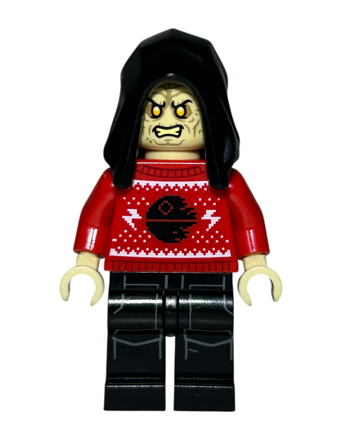 Emperor Palpatine Holiday Sweater Outfit SW1297 LEGO Star Wars Minifigur Vorderansicht brick2d2