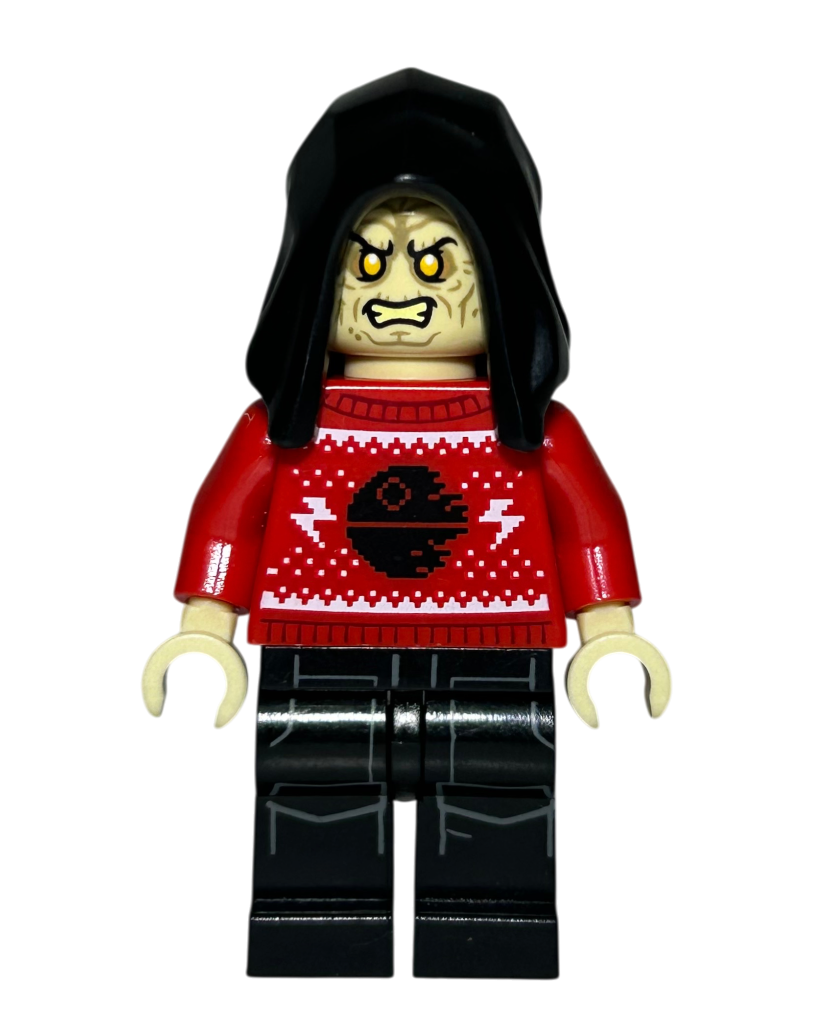 Emperor Palpatine Holiday Sweater Outfit SW1297 LEGO Star Wars Minifigur Vorderansicht brick2d2