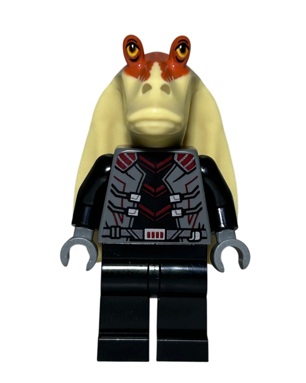 Darth Jar Jar SW1367 LEGO Star Wars Minifigur mit Lichtschwert Vorderansicht brick2d2