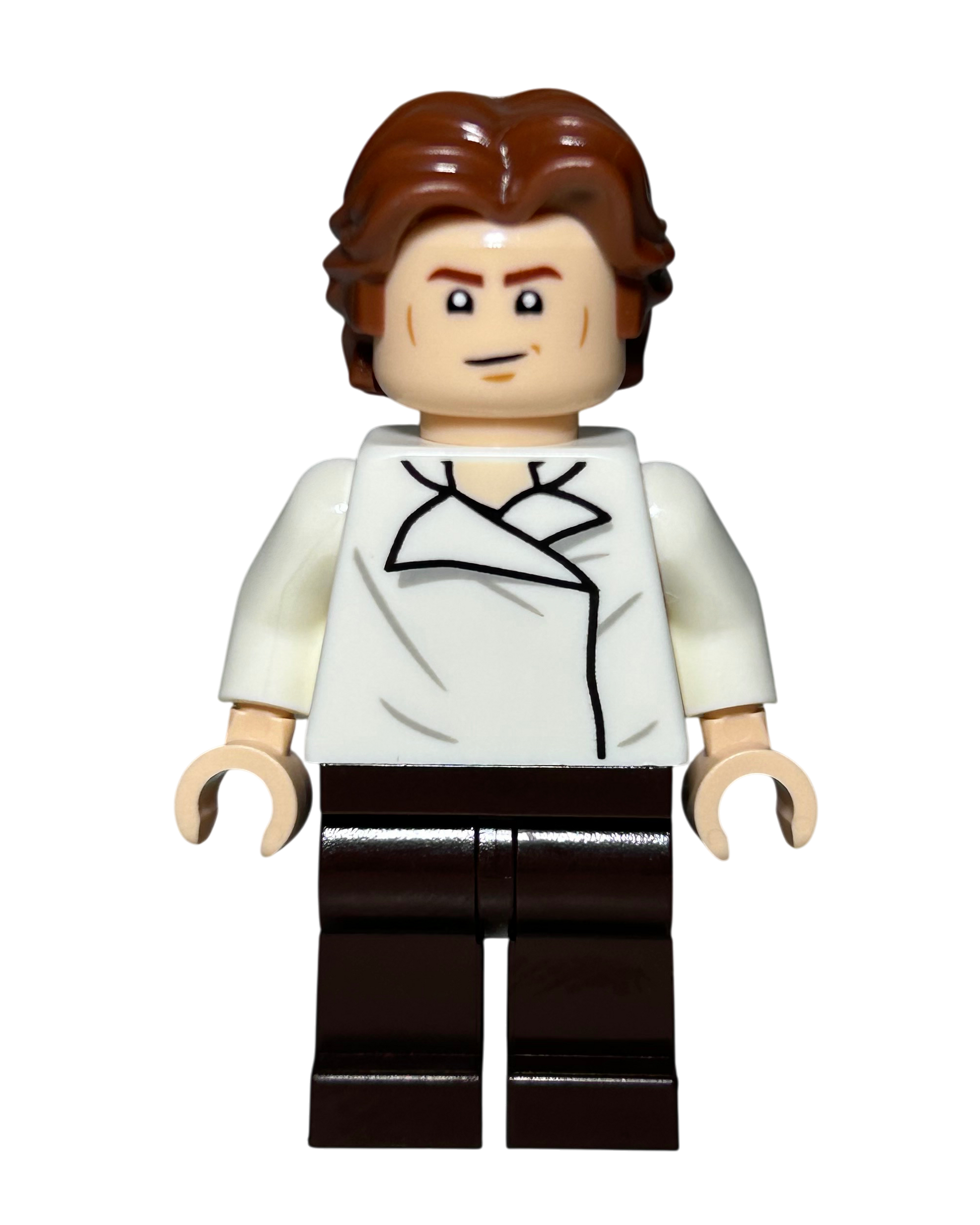 Han Solo Weißes Shirt SW1371 LEGO Star Wars Minifigur Vorderansicht brick2d2