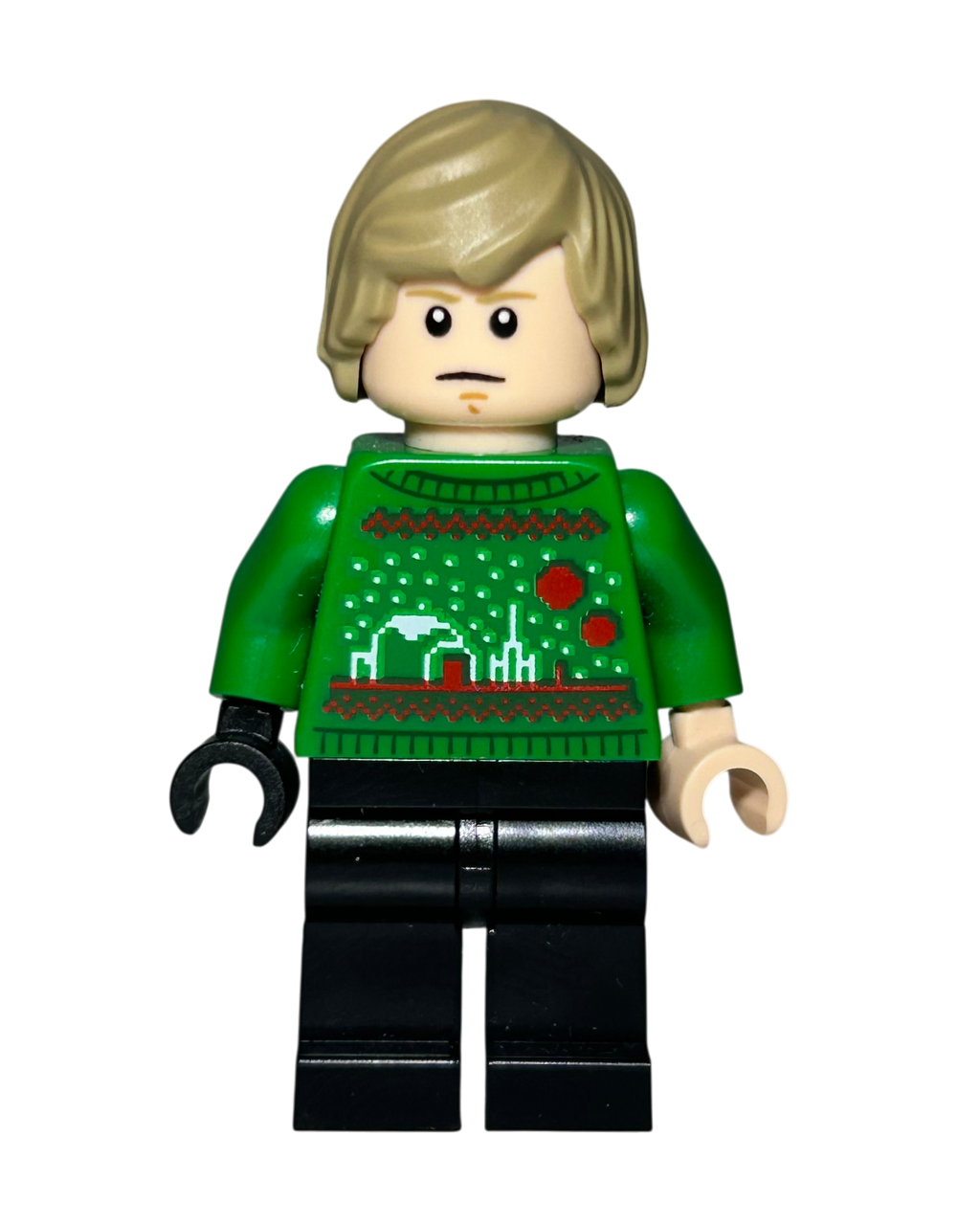 Lego Star Wars Minifigur Luke Skywalker Holiday Sweater SW1382 Detailansicht brick2d2